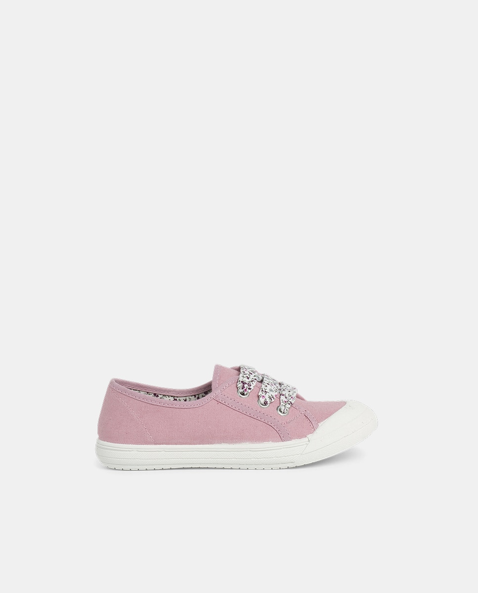 Zapatillas Tela Punta Goma Cordones en - Pisamonas - Rosa Rosa-1