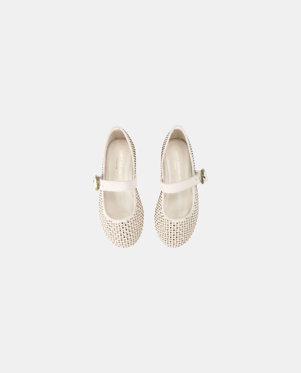 Sabrinas de Camurça e Brilhos com Fecho Kurt Geiger Branco Osso-2