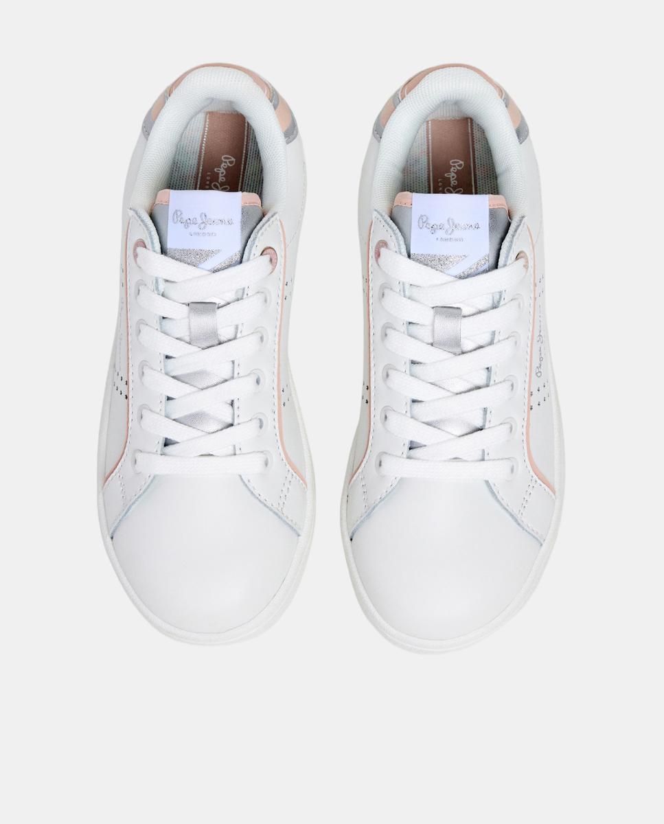 Sapatilhas Desportivas em Contraste com Logótipos Clássicos e Monograma Pepe Jeans Branco-2