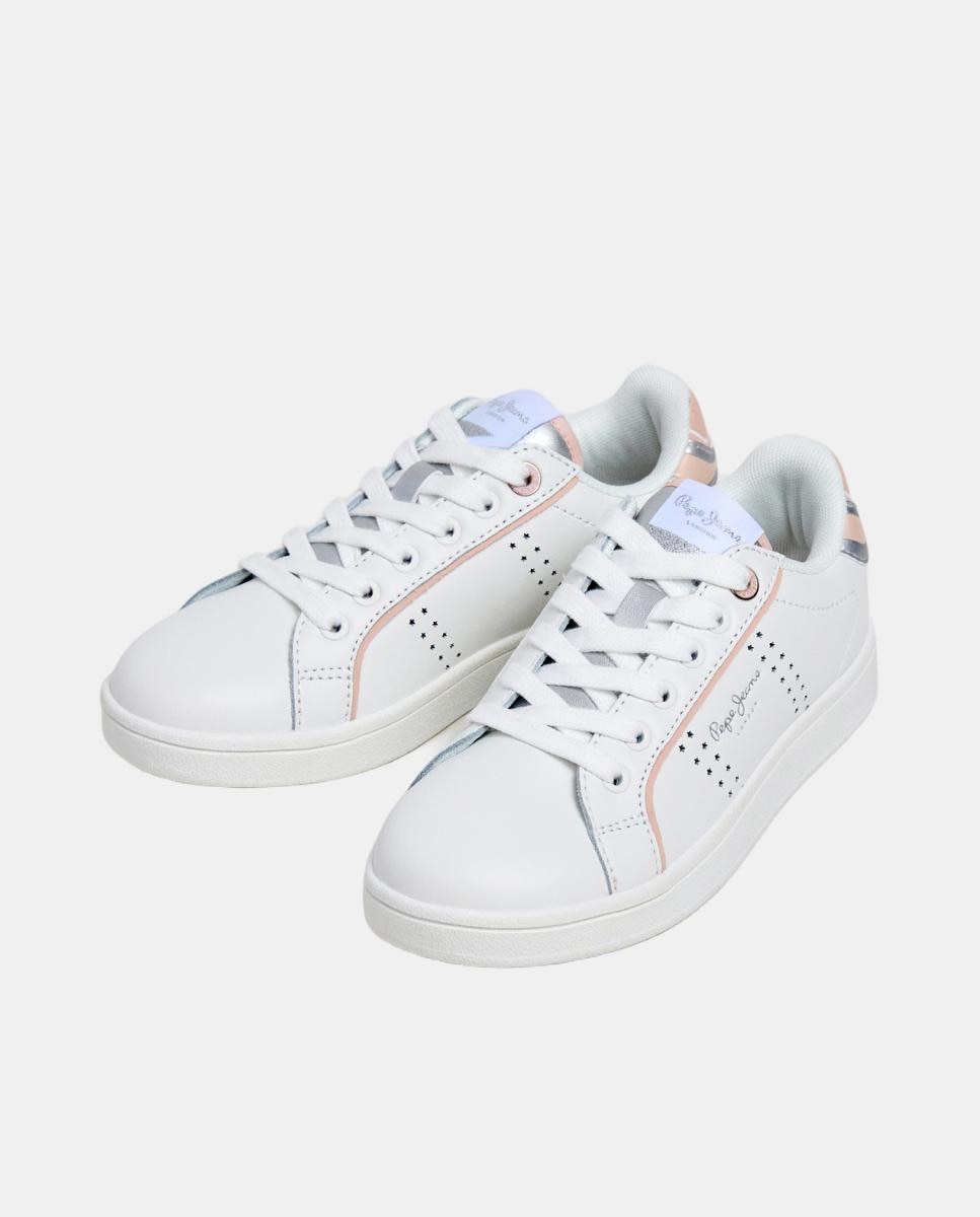 Sapatilhas Desportivas em Contraste com Logótipos Clássicos e Monograma Pepe Jeans Branco-3