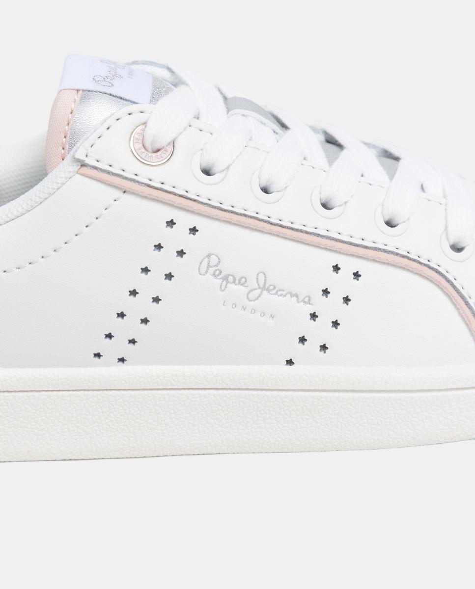 Sapatilhas Desportivas em Contraste com Logótipos Clássicos e Monograma Pepe Jeans Branco-5