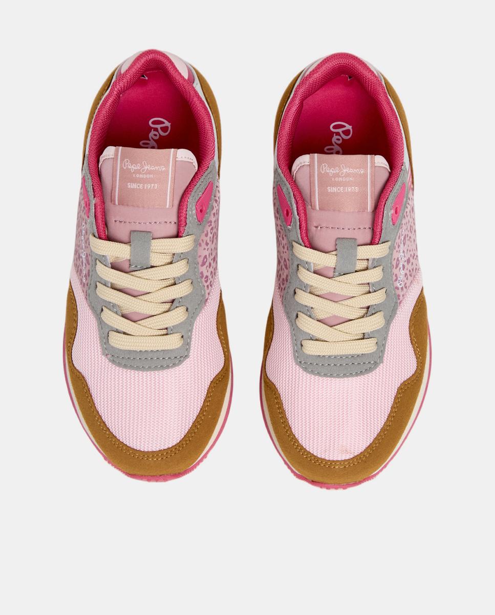 Sapatilhas Estilo Running com Detalhes em Contraste Rosa-2