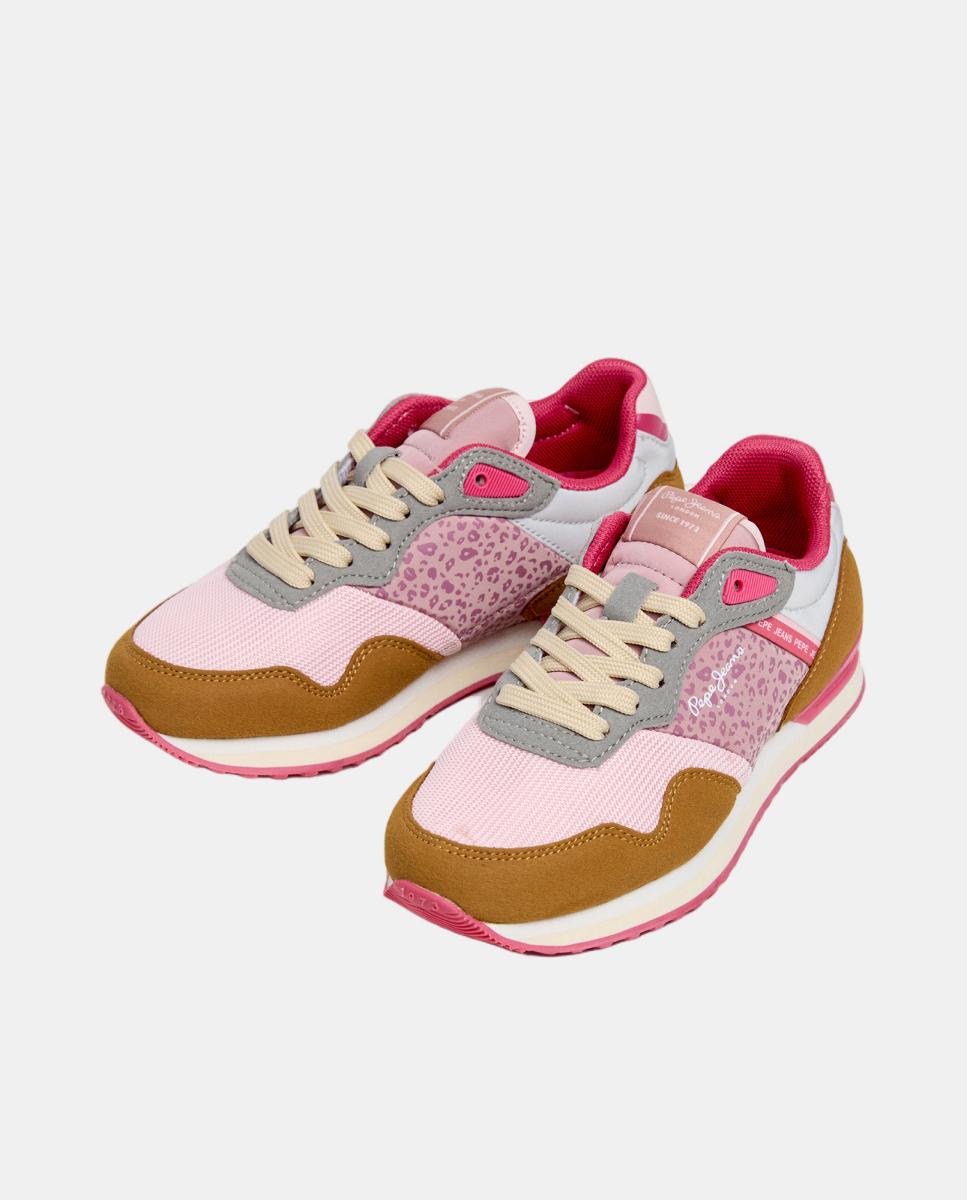 Sapatilhas Estilo Running com Detalhes em Contraste Rosa-3
