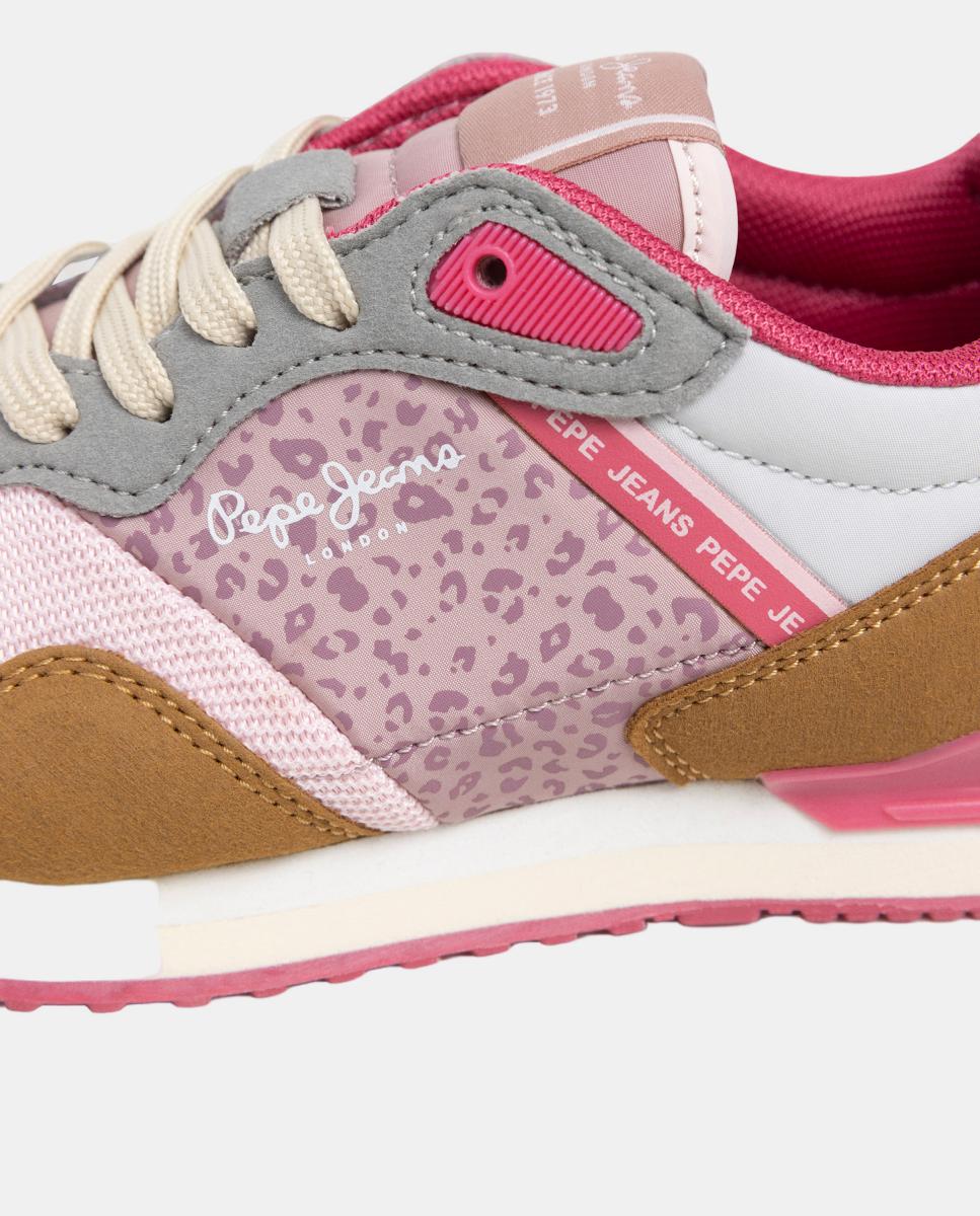 Sapatilhas Estilo Running com Detalhes em Contraste Rosa-5