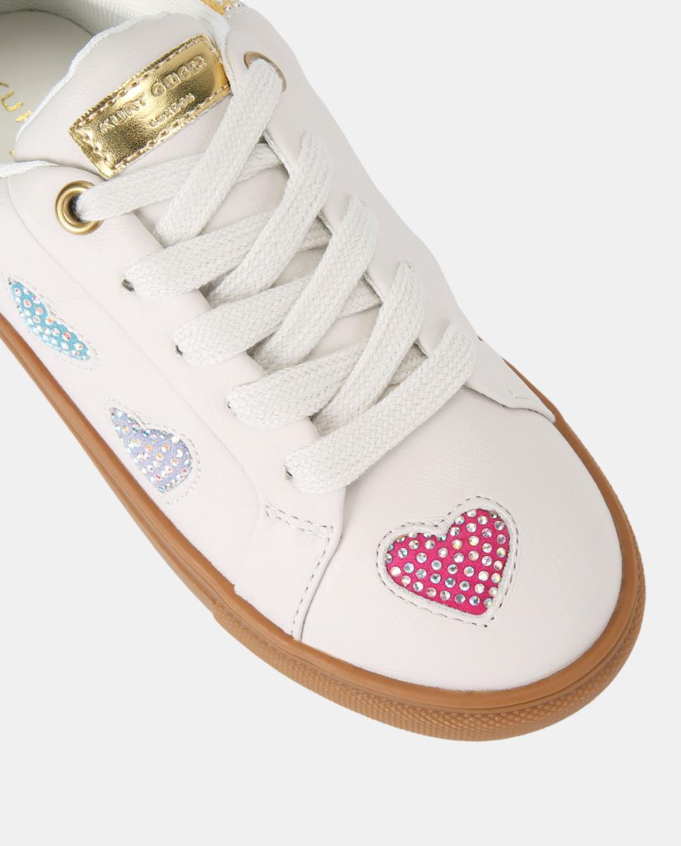 Sapatilhas com Corações de Brilhos Kurt Geiger Pele Branco-4