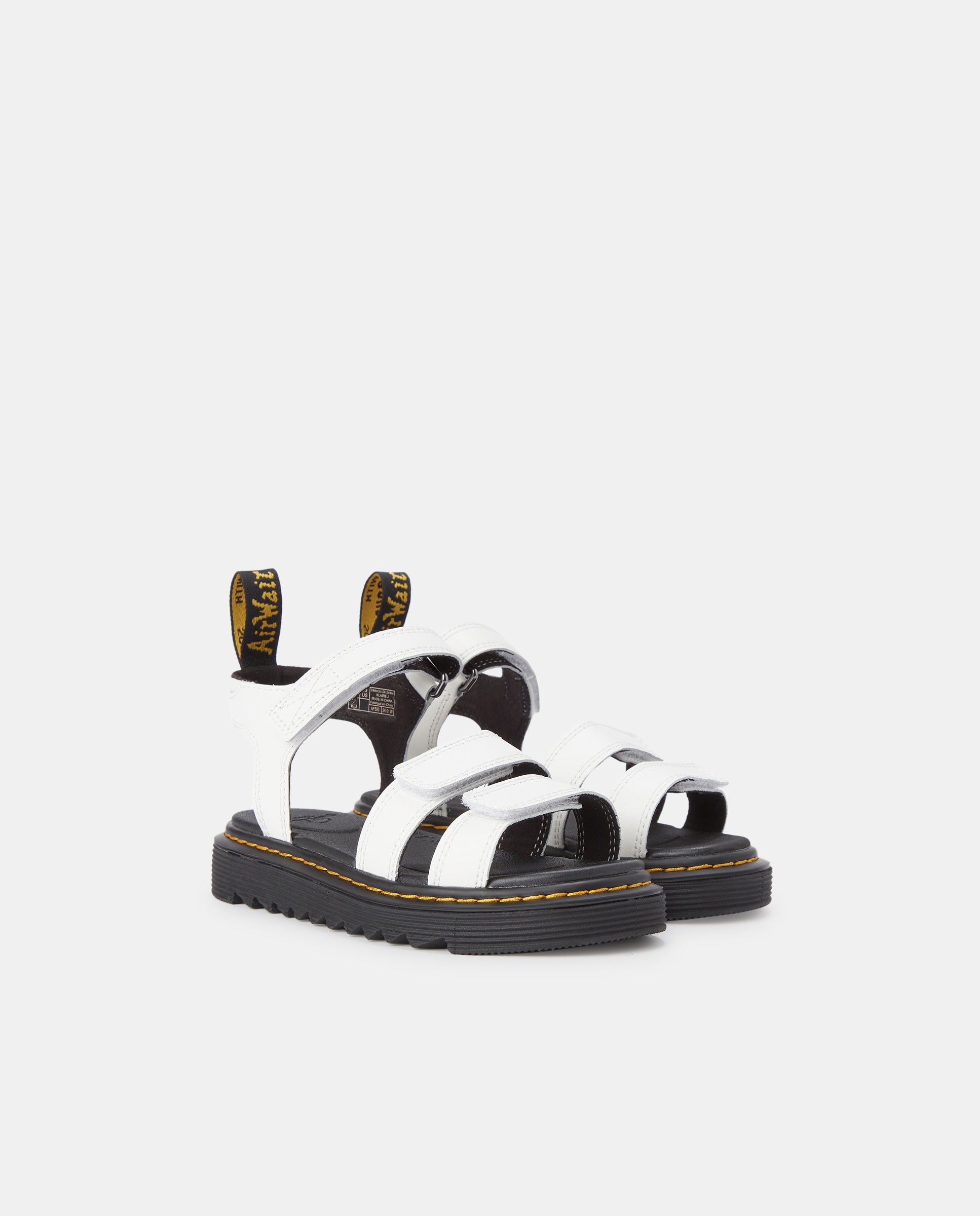 Sandálias com Fechos Aderentes em Pele Dr. Martens Branco-2