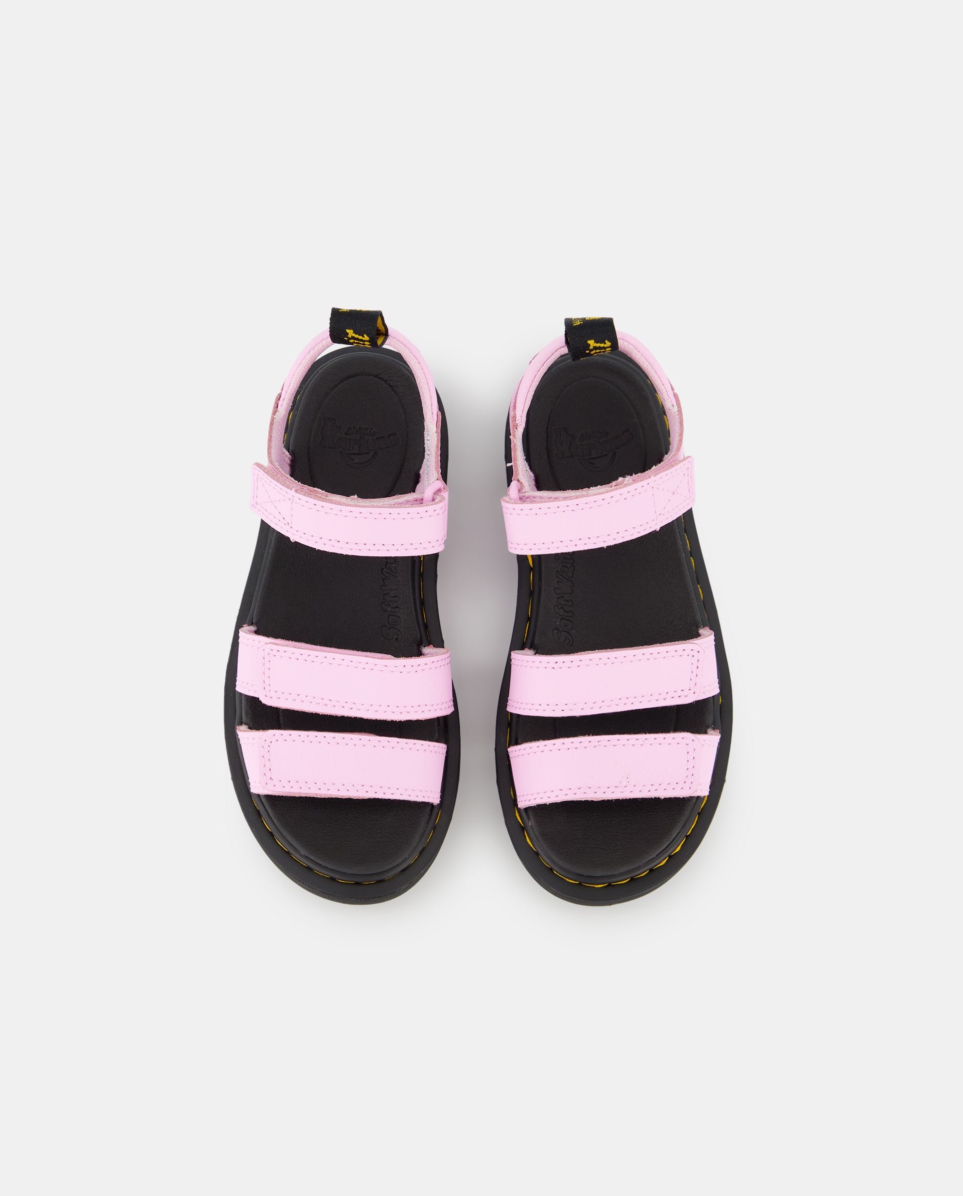 Sandálias Abertas Klaire com Tiras e Fecho Aderente Dr. Martens Rosa-4