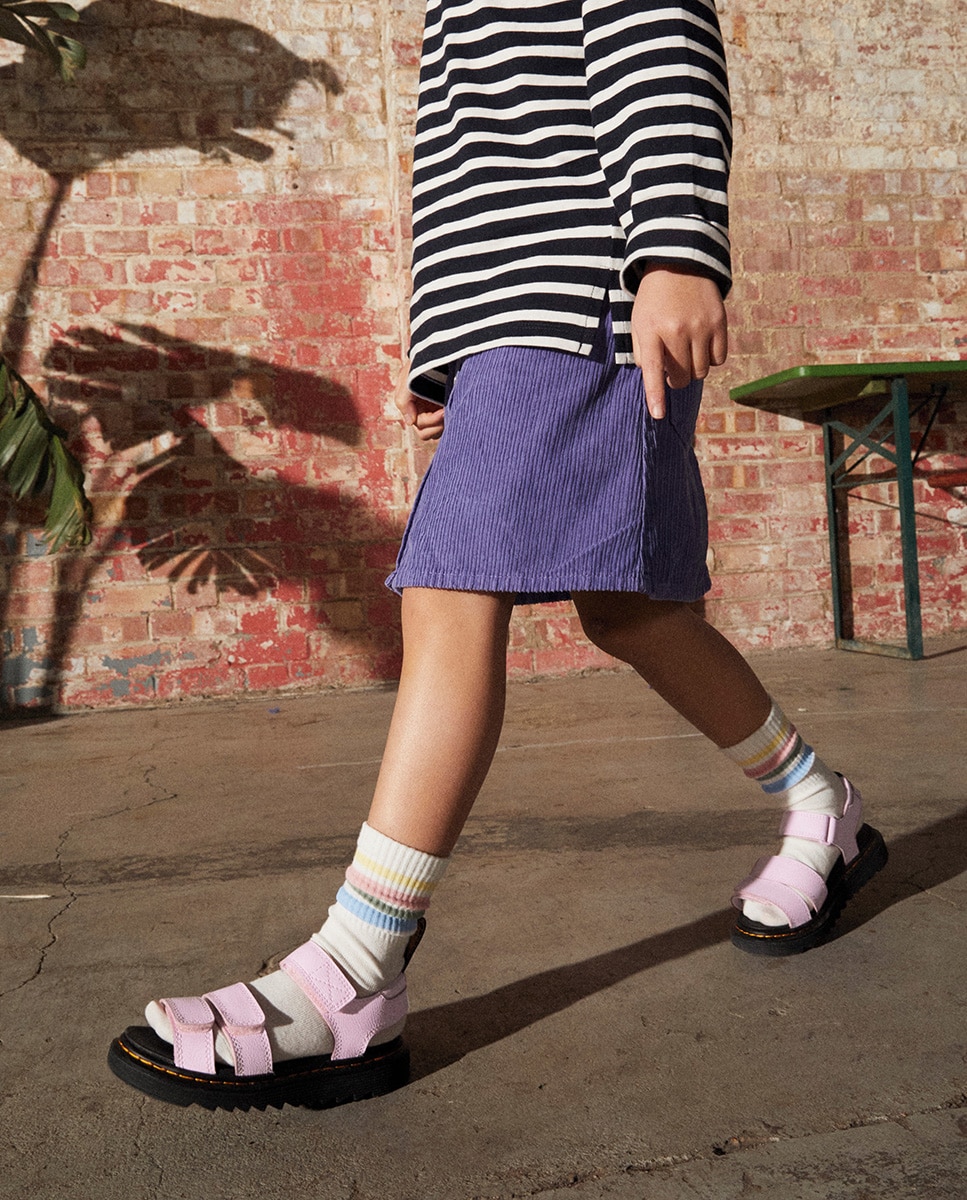 Sandálias Abertas Klaire com Tiras e Fecho Aderente Dr. Martens Rosa-6