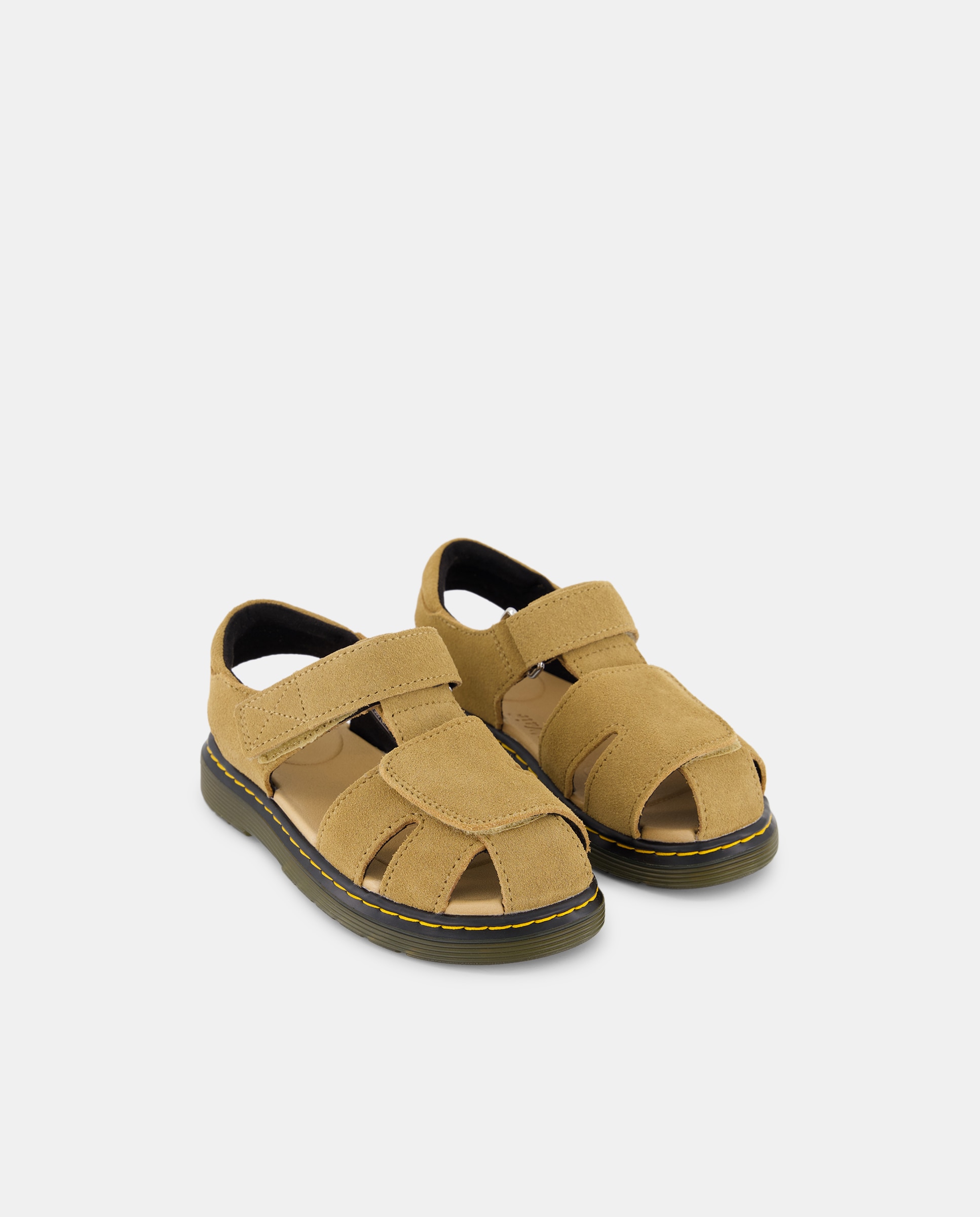 Sandálias Moby II em Croute com Fecho Aderente Dr. Martens Camel-2