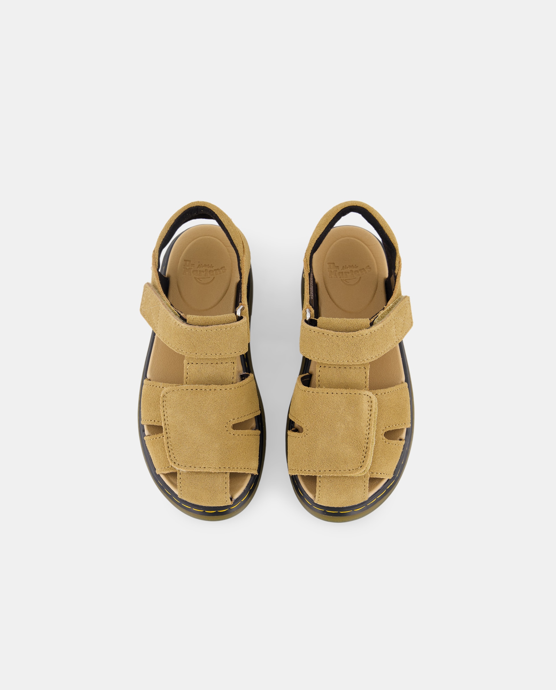 Sandálias Moby II em Croute com Fecho Aderente Dr. Martens Camel-4