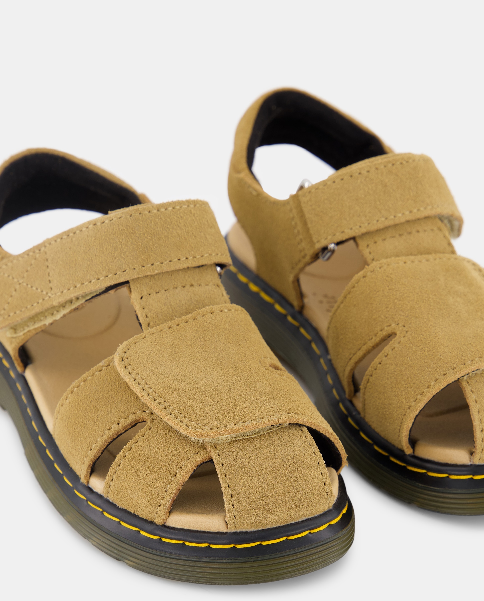 Sandálias Moby II em Croute com Fecho Aderente Dr. Martens Camel-5