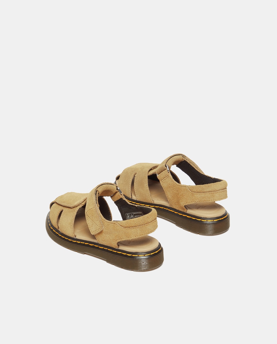 Sandálias Moby II em Croute com Fecho Aderente Dr. Martens Camel-8