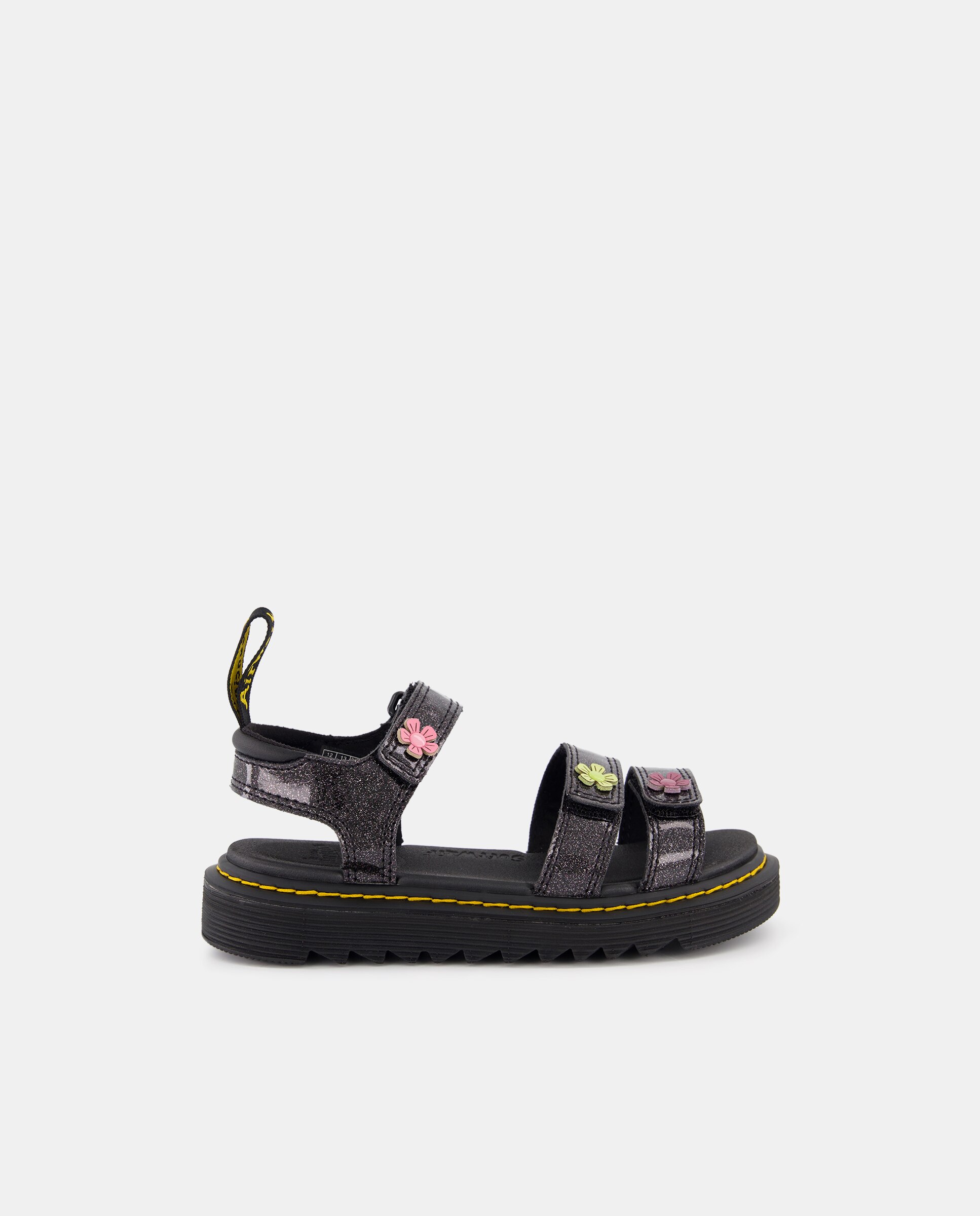 Sandálias Abertas Klaire de Glitter com Motivos Florais Dr. Martens Preto-1