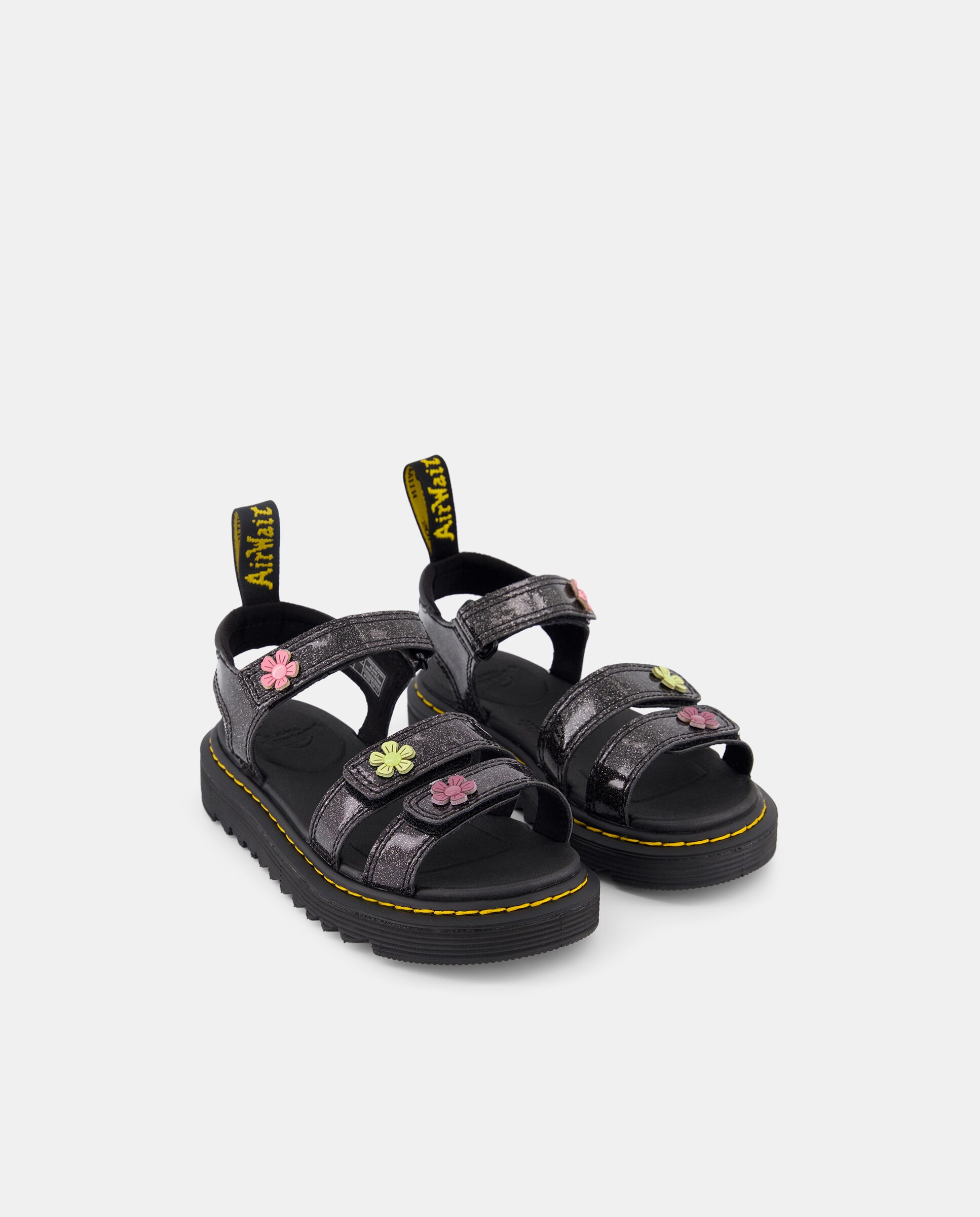 Sandálias Abertas Klaire de Glitter com Motivos Florais Dr. Martens Preto-2