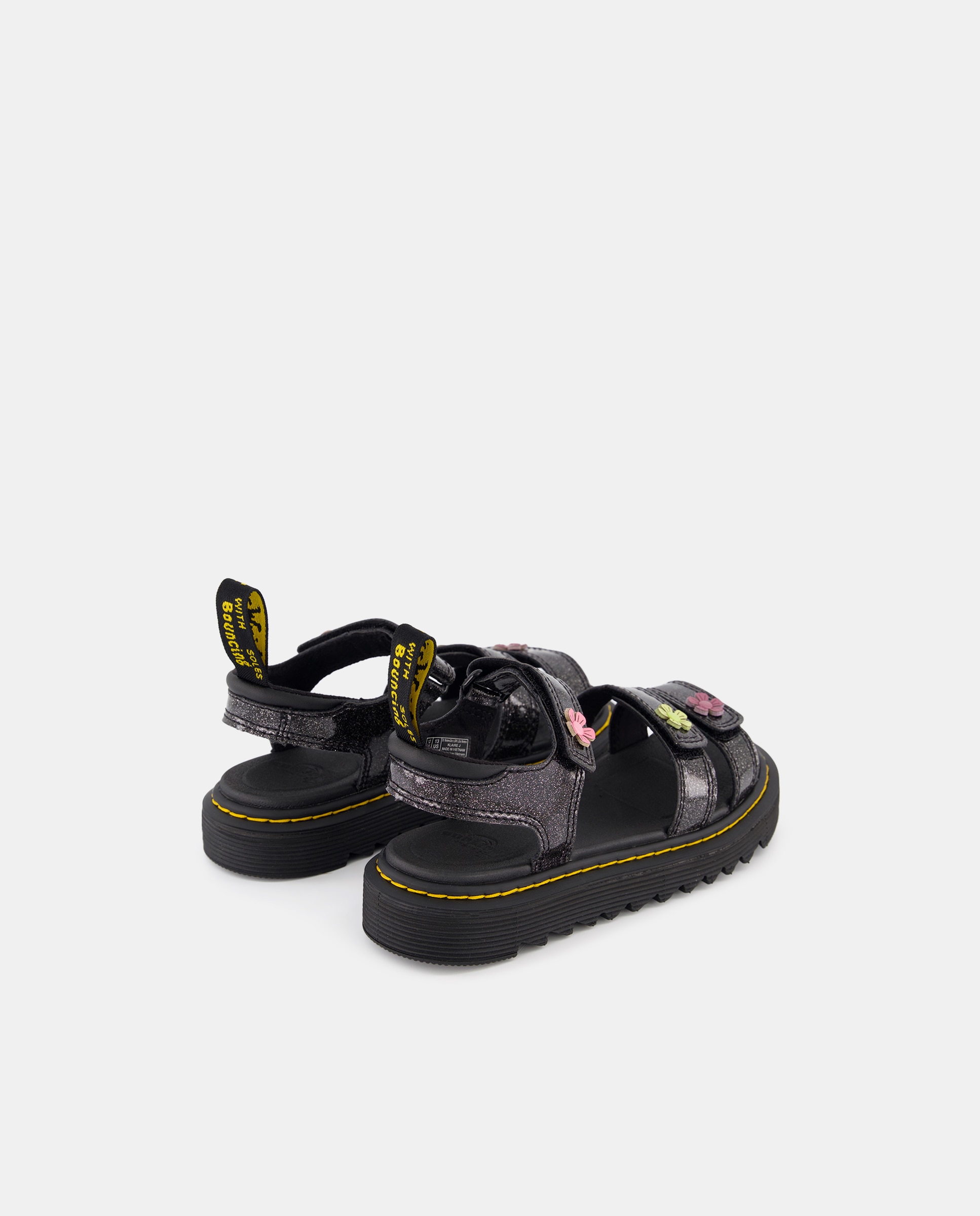Sandálias Abertas Klaire de Glitter com Motivos Florais Dr. Martens Preto-3