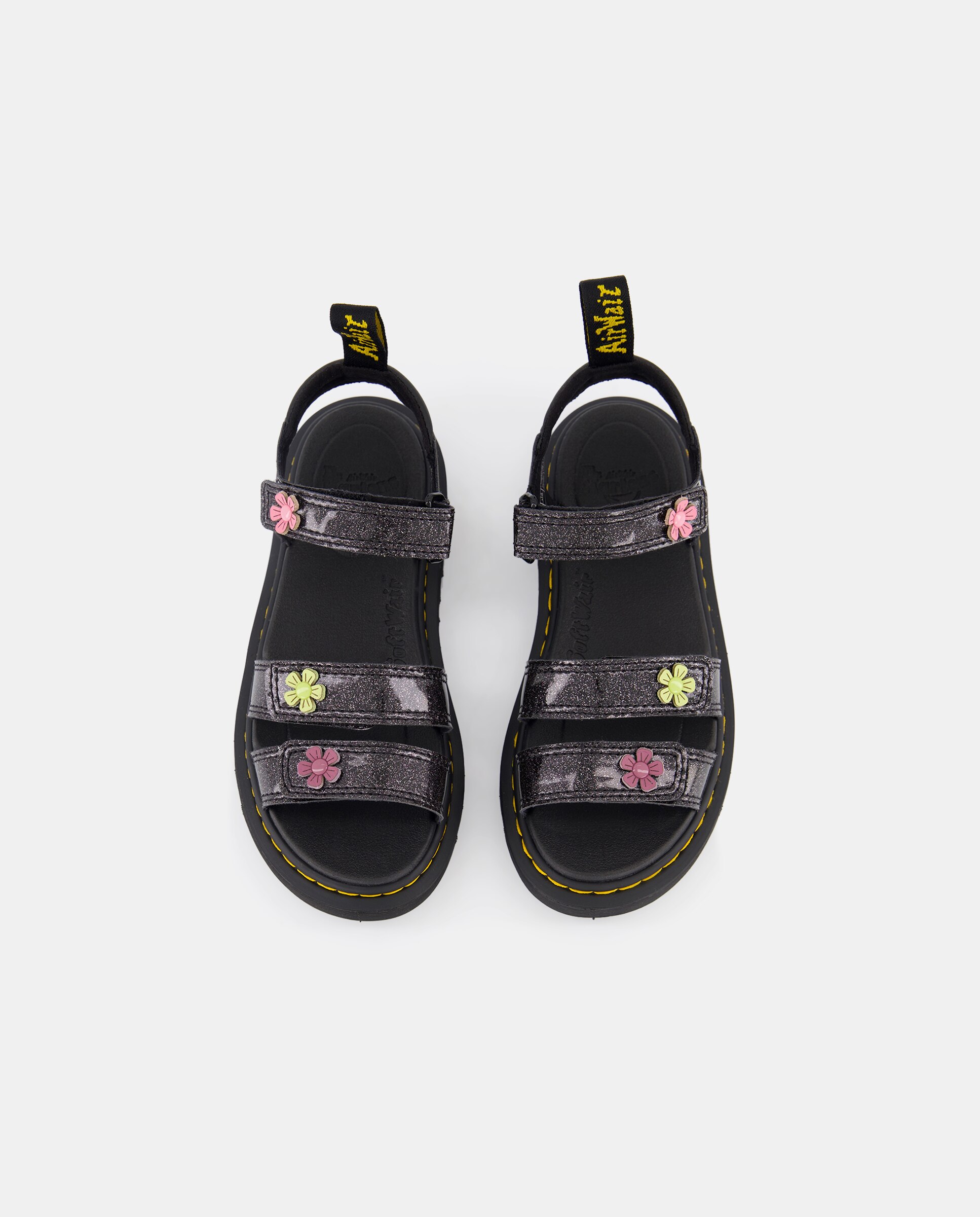 Sandálias Abertas Klaire de Glitter com Motivos Florais Dr. Martens Preto-4