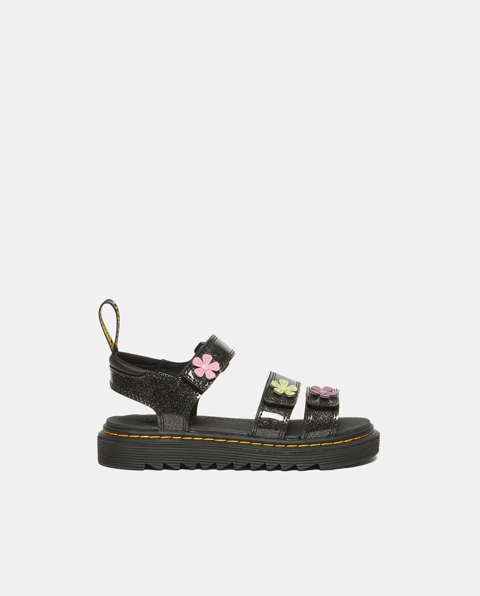 Sandálias Abertas Klaire de Glitter com Motivos Florais Dr. Martens Preto-6