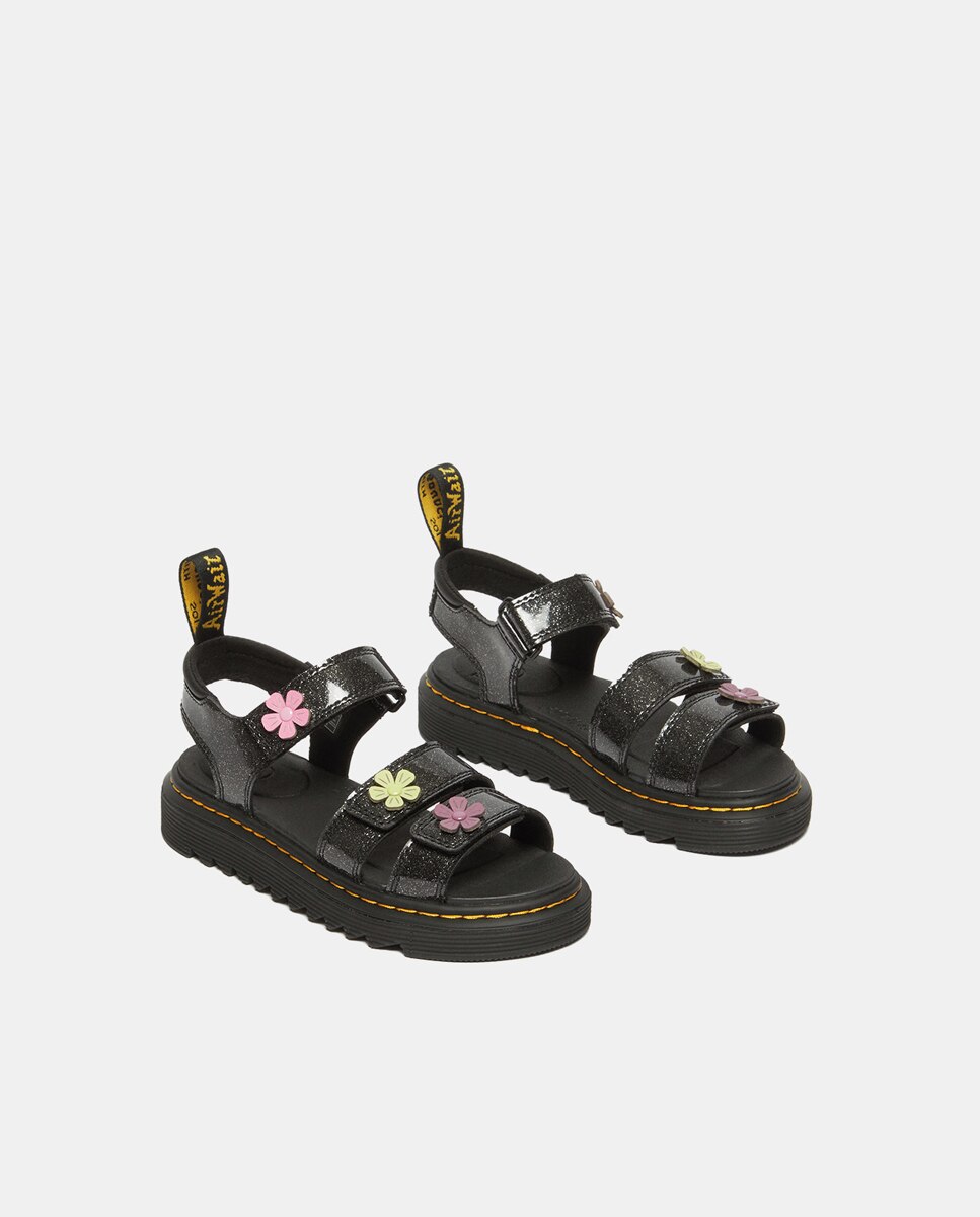 Sandálias Abertas Klaire de Glitter com Motivos Florais Dr. Martens Preto-7