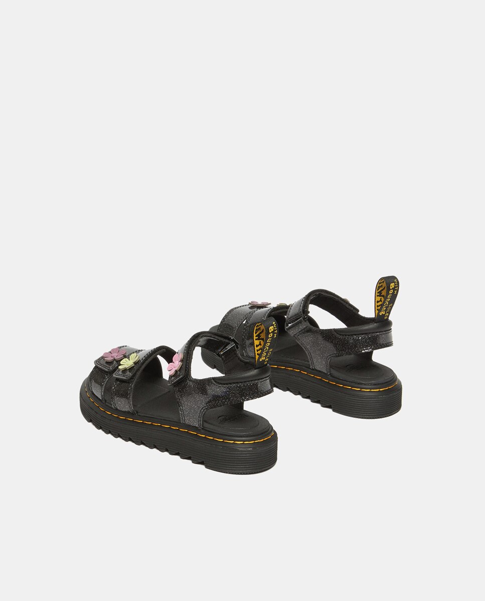 Sandálias Abertas Klaire de Glitter com Motivos Florais Dr. Martens Preto-8