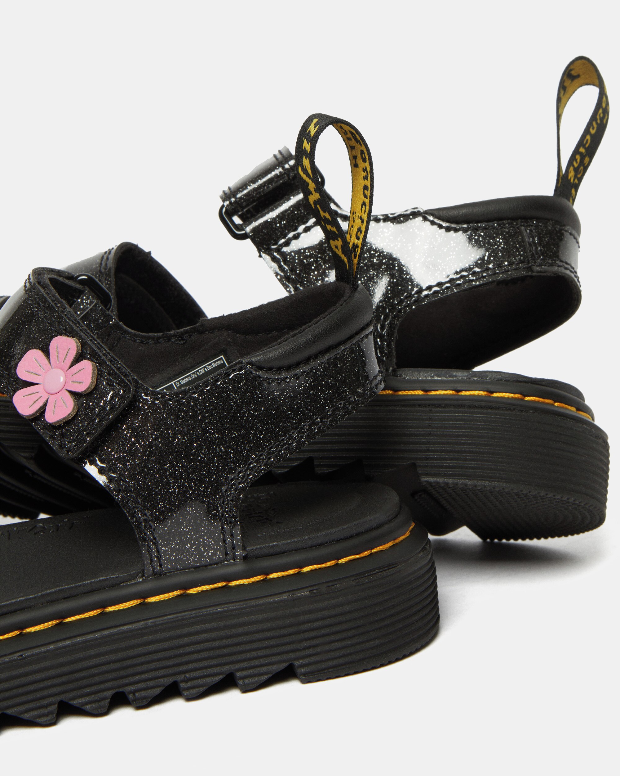 Sandálias Abertas Klaire de Glitter com Motivos Florais Dr. Martens Preto-11