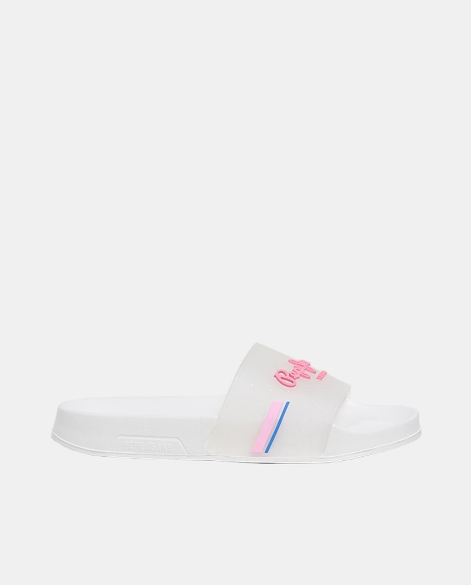 Sandálias de Praia com Logótipo Clássico e Glitter na Pala Pepe Jeans Branco-1