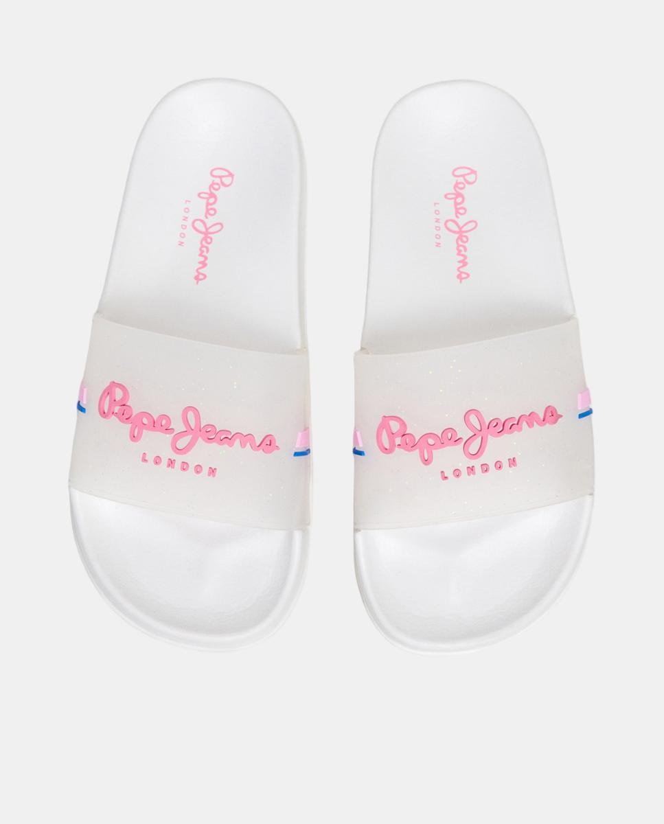 Sandálias de Praia com Logótipo Clássico e Glitter na Pala Pepe Jeans Branco-2