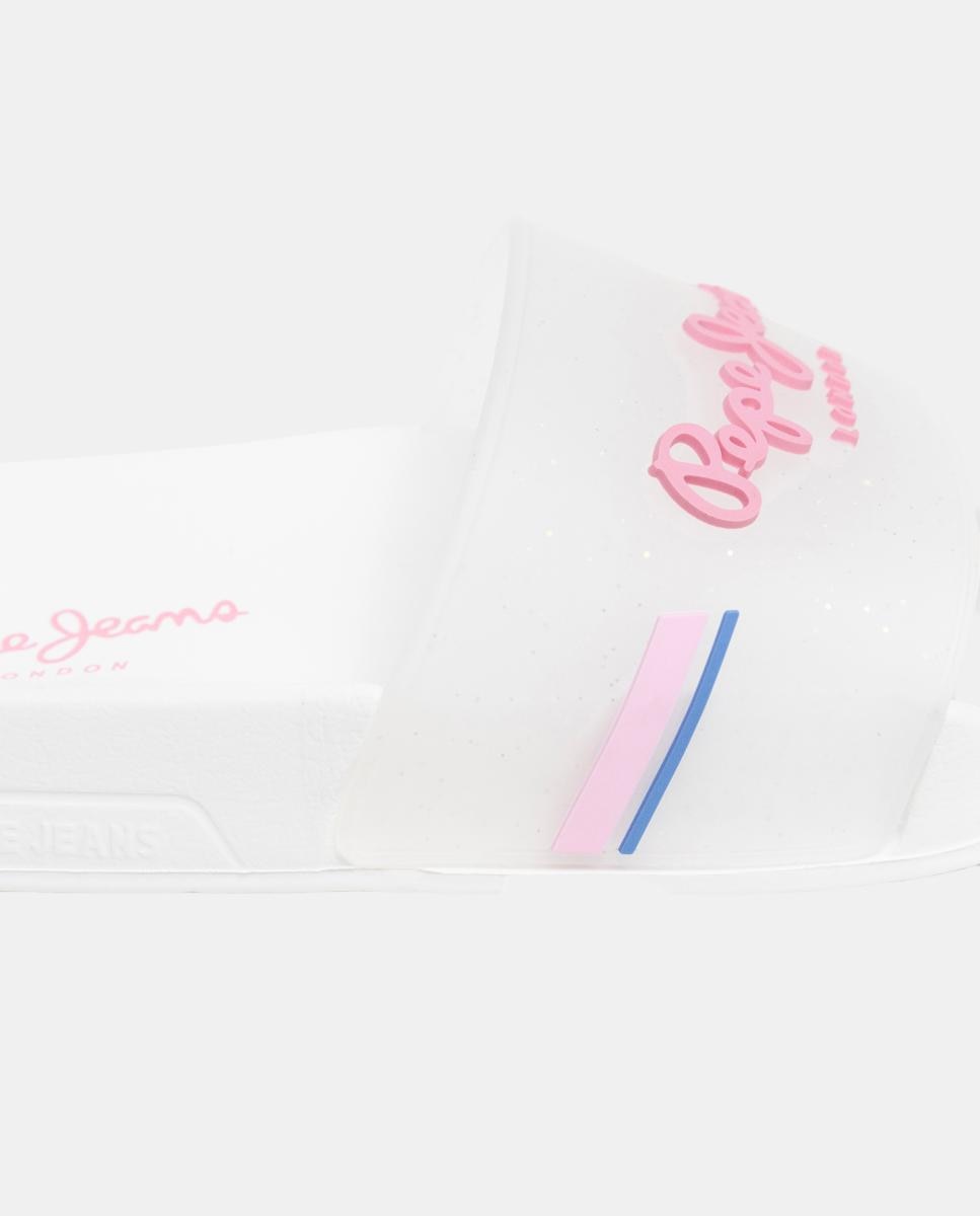 Sandálias de Praia com Logótipo Clássico e Glitter na Pala Pepe Jeans Branco-5