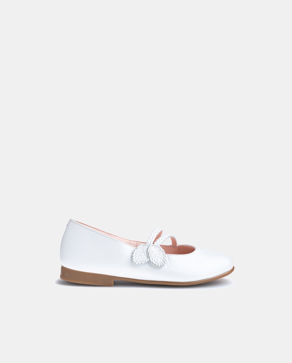 Sapatos de Presilha com Tiras Entrançadas e em Pele Paola Branco-1