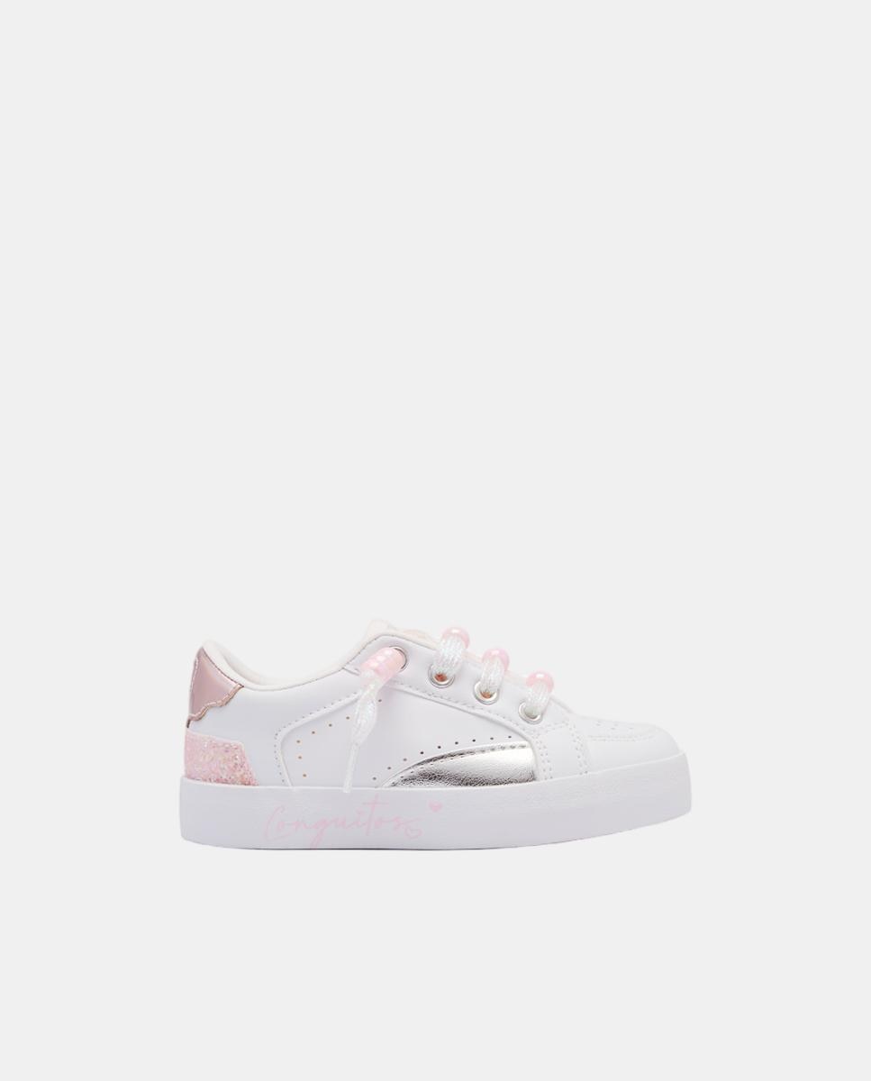 Sapatilhas com Contas às Cores - Branco Branco-marfim-1