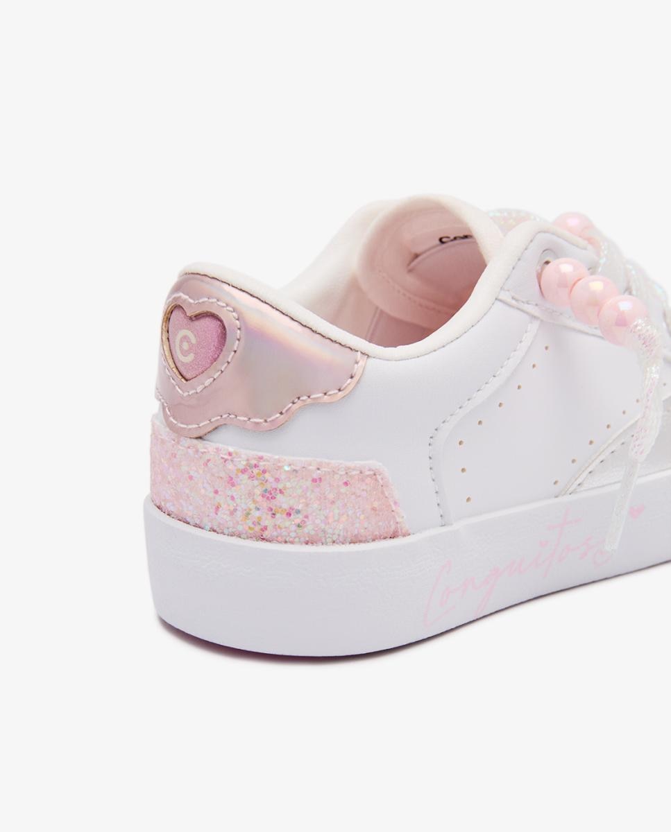 Sapatilhas com Contas às Cores - Branco Branco-marfim-3