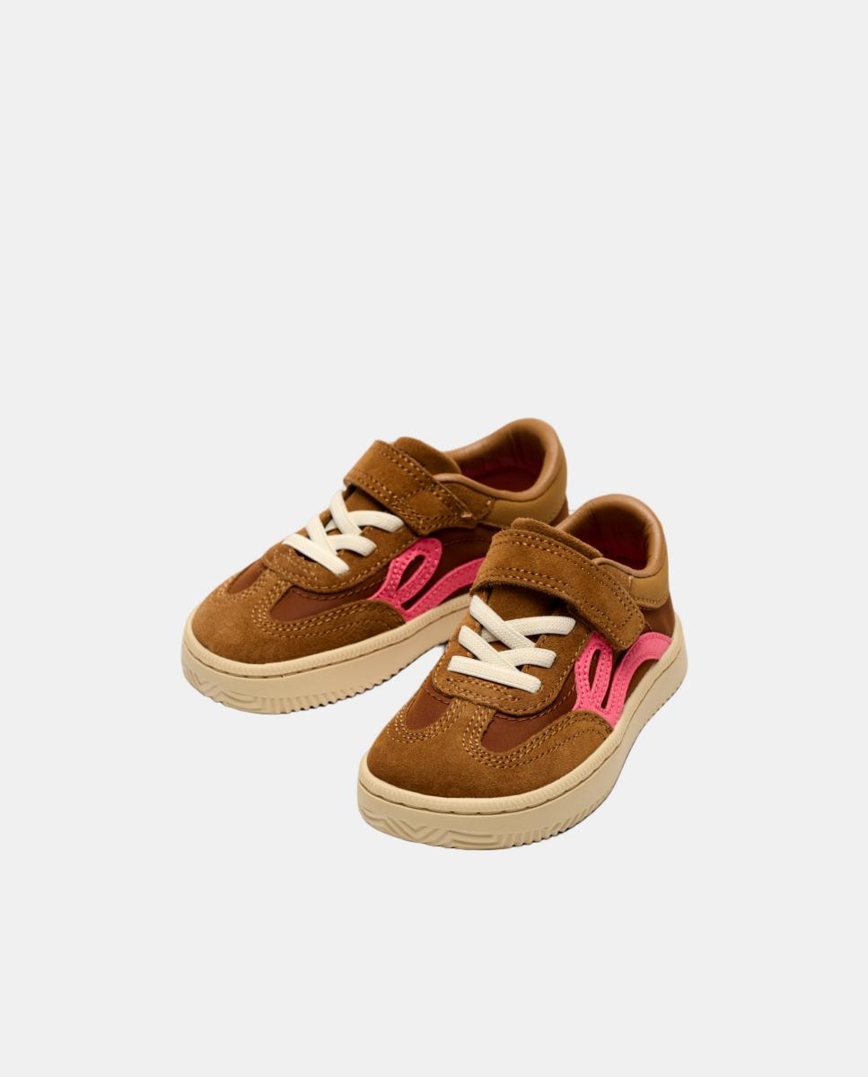 Sapatilhas de pele One® Kids Nylon Castanho taupe-4