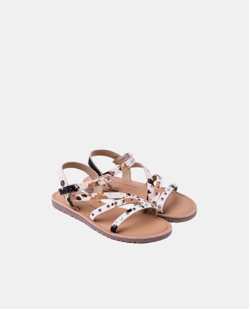Sandálias em Pele com Animal Print Gioseppo Natural-2