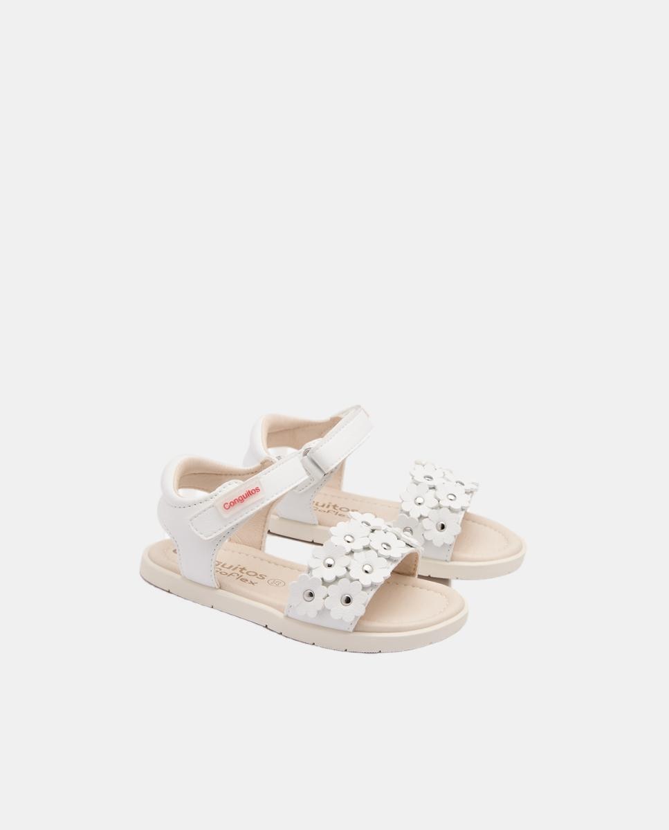 Sandalias con Adorno Flores Blanco - Conguitos - Multicolor Blanco roto-2