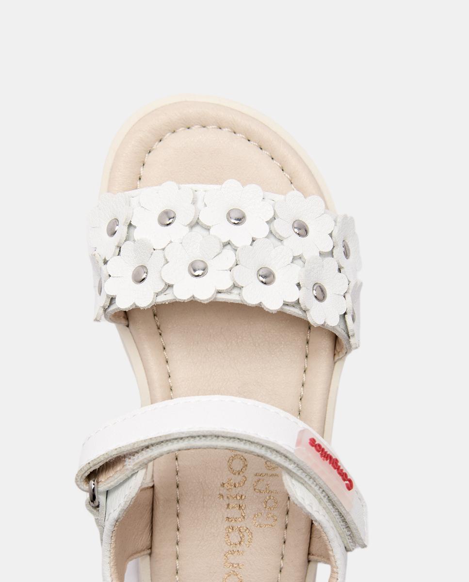 Sandalias con Adorno Flores Blanco - Conguitos - Multicolor Blanco roto-4