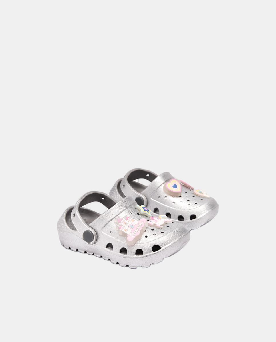 Socas de Glitter com Pins de Luzes Unicórnio - Prateado Conguitos Prata-2