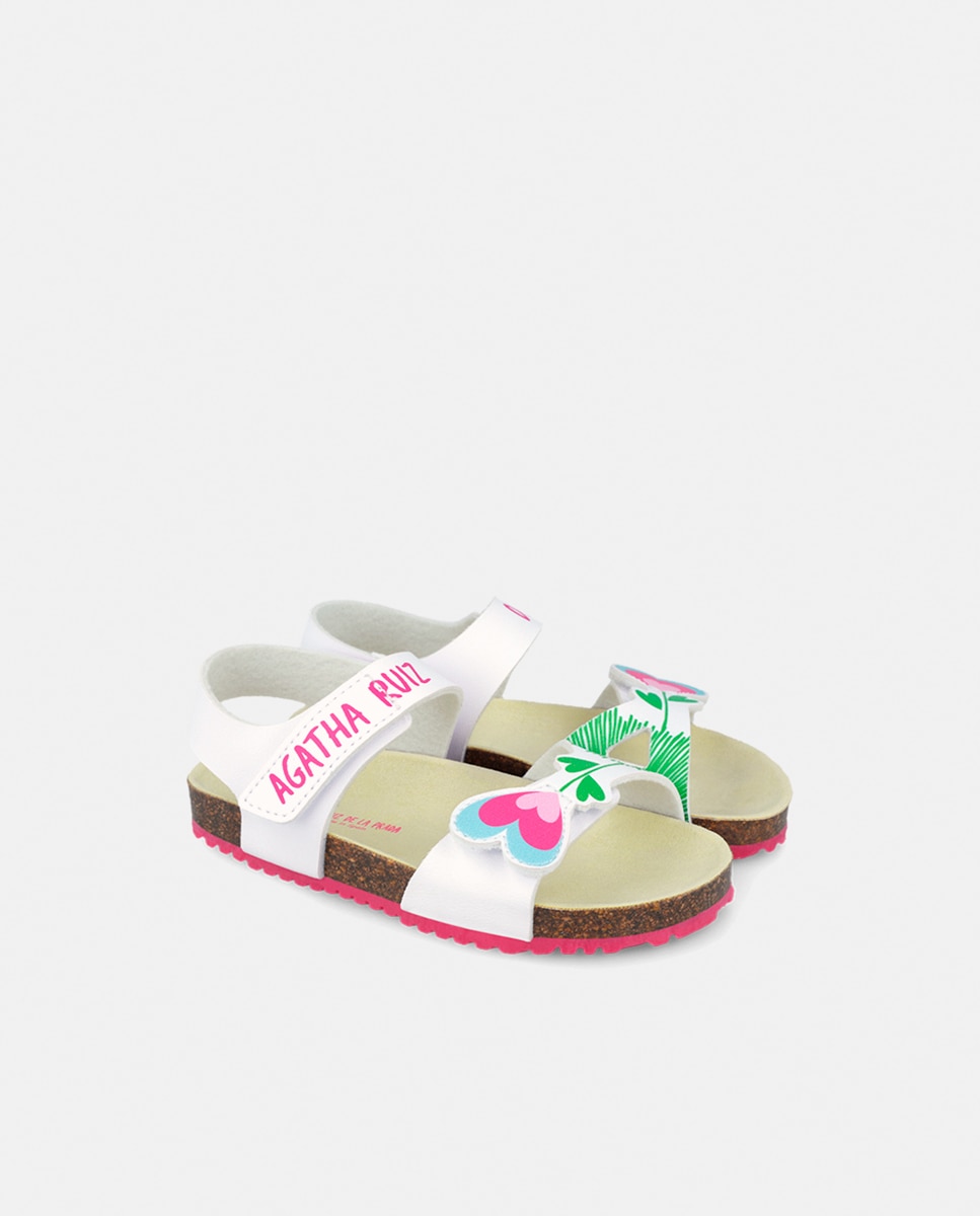Sandália tipo bio infantis com fecho velcro Agatha Ruiz de la Prada Branco-2