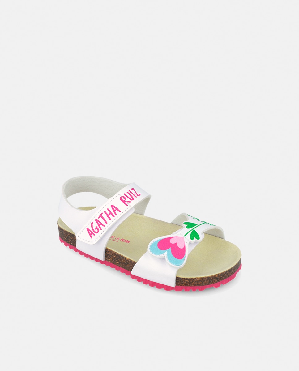 Sandália tipo bio infantis com fecho velcro Agatha Ruiz de la Prada Branco-4