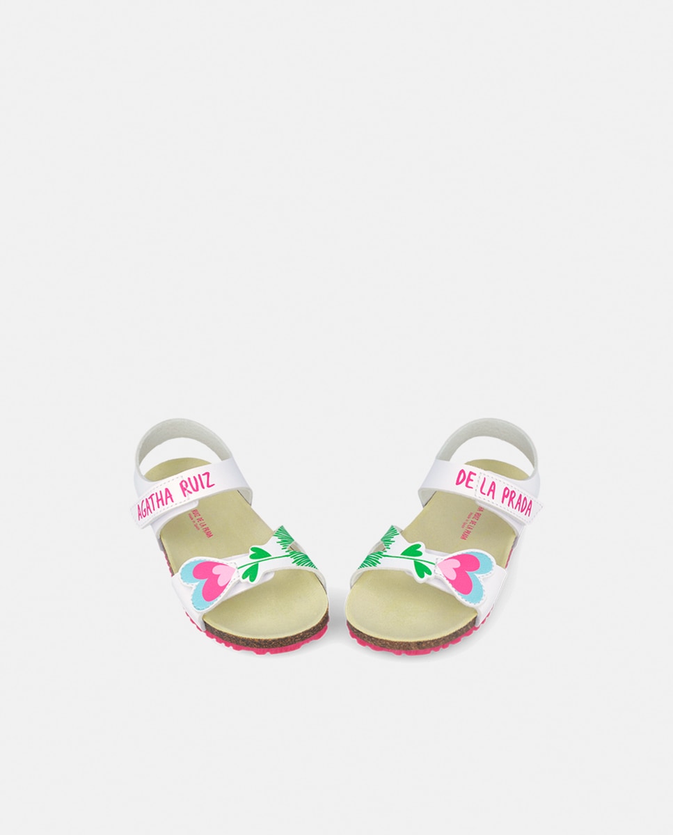 Sandália tipo bio infantis com fecho velcro Agatha Ruiz de la Prada Branco-6