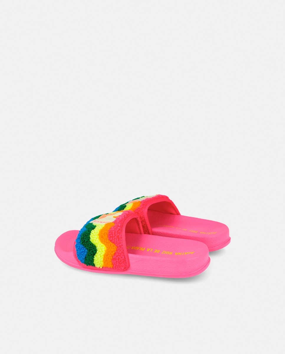 Chinelos de Praia com Adorno de Tecido na Pala Agatha Ruiz de la Prada Fúcsia-3
