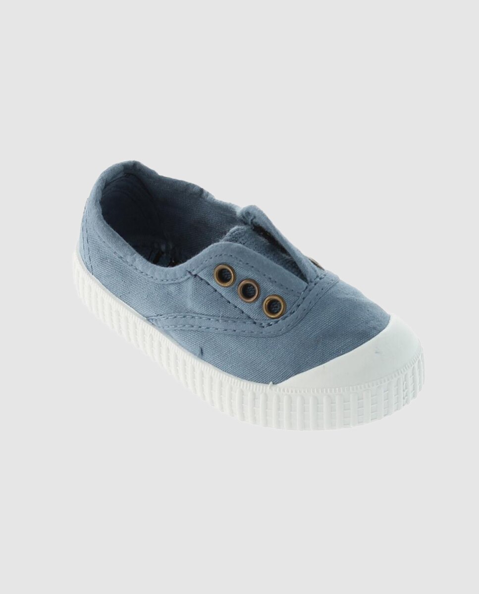 Zapatillas de bebés tipo casco bajas en lona con elástico - Victoria - Azul Azul-2