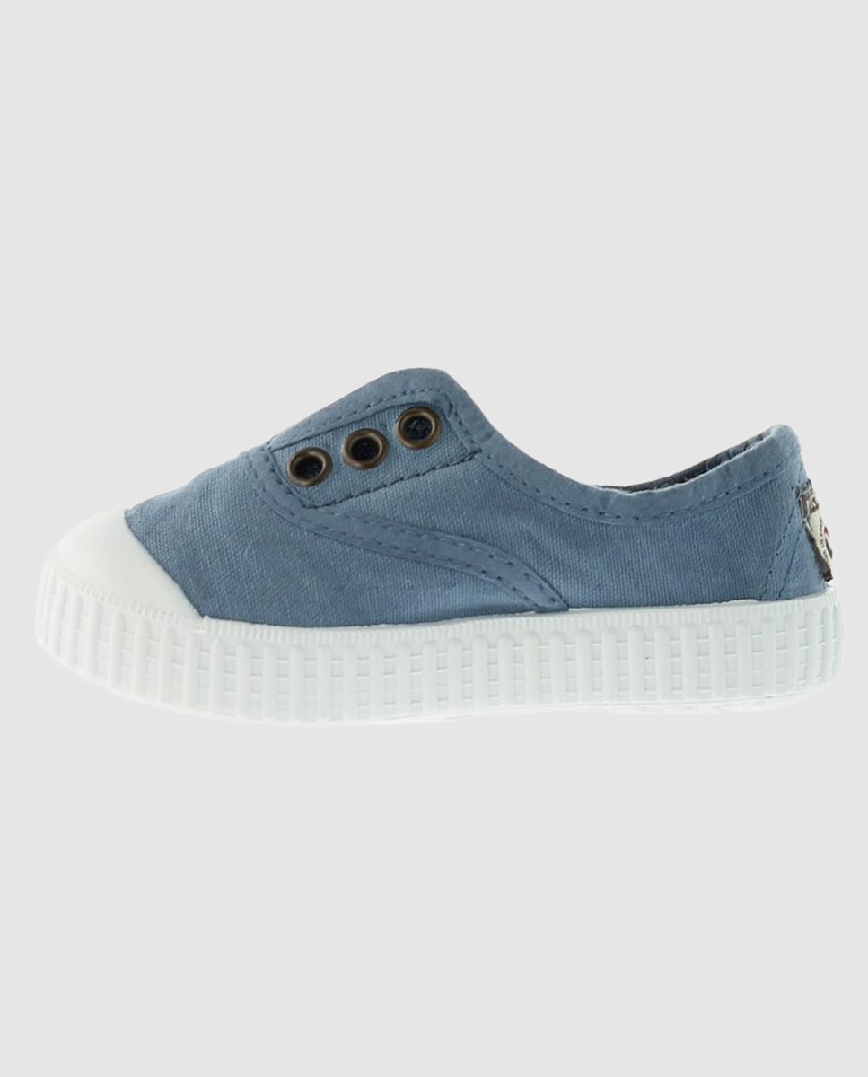 Zapatillas de bebés tipo casco bajas en lona con elástico - Victoria - Azul Azul-3