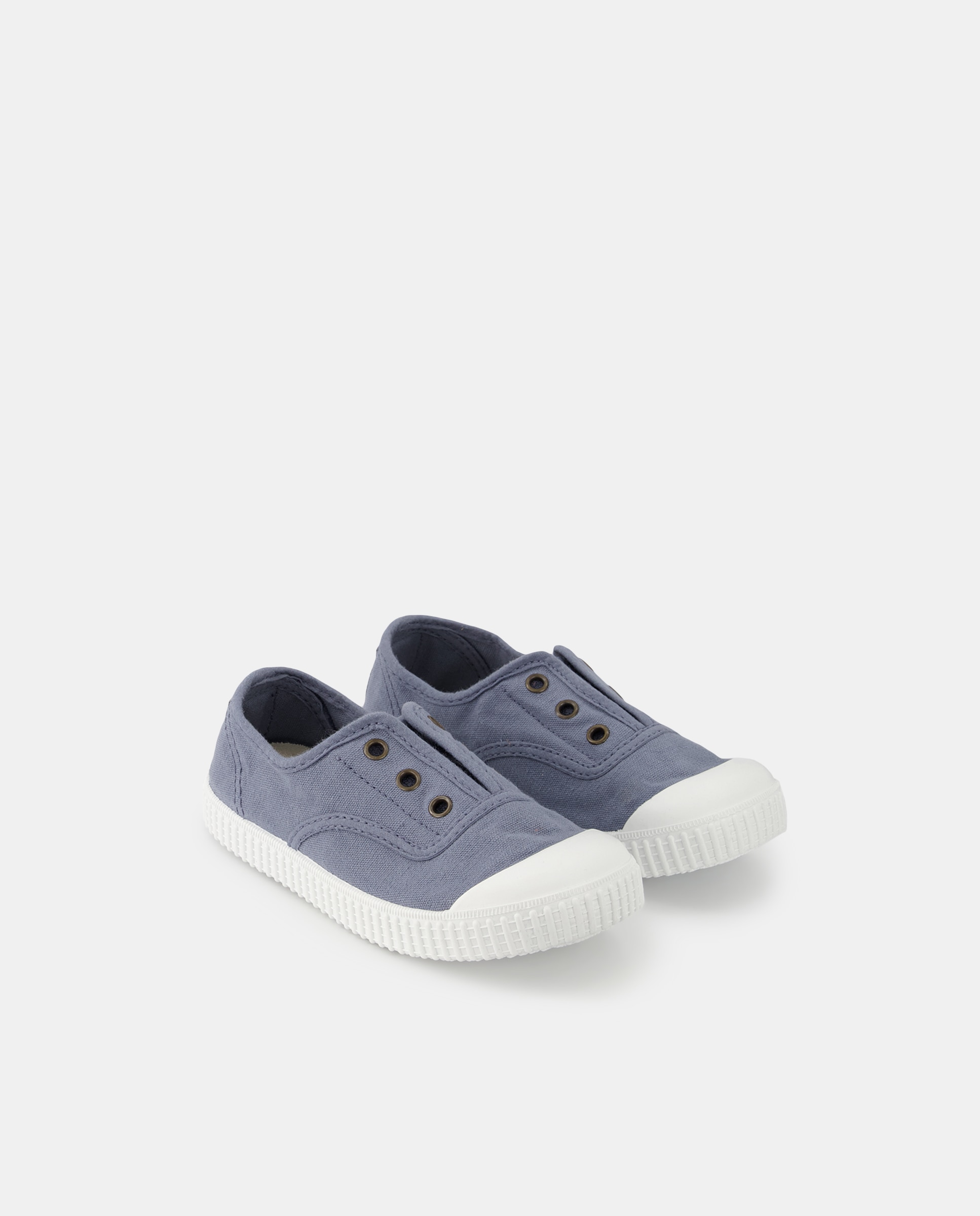 Zapatillas de bebés tipo casco bajas en lona con elástico - Victoria - Azul Azul-4