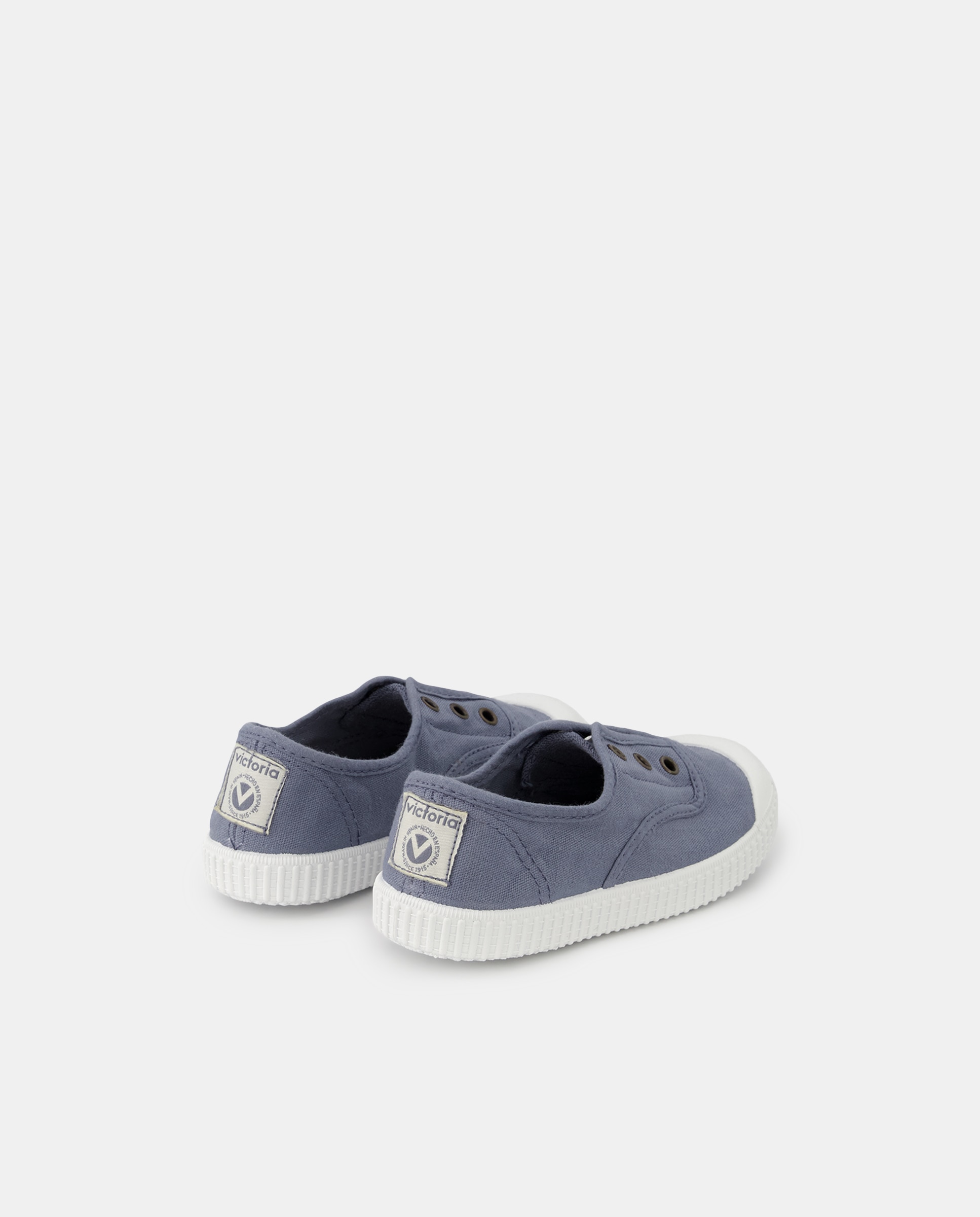 Zapatillas de bebés tipo casco bajas en lona con elástico - Victoria - Azul Azul-5