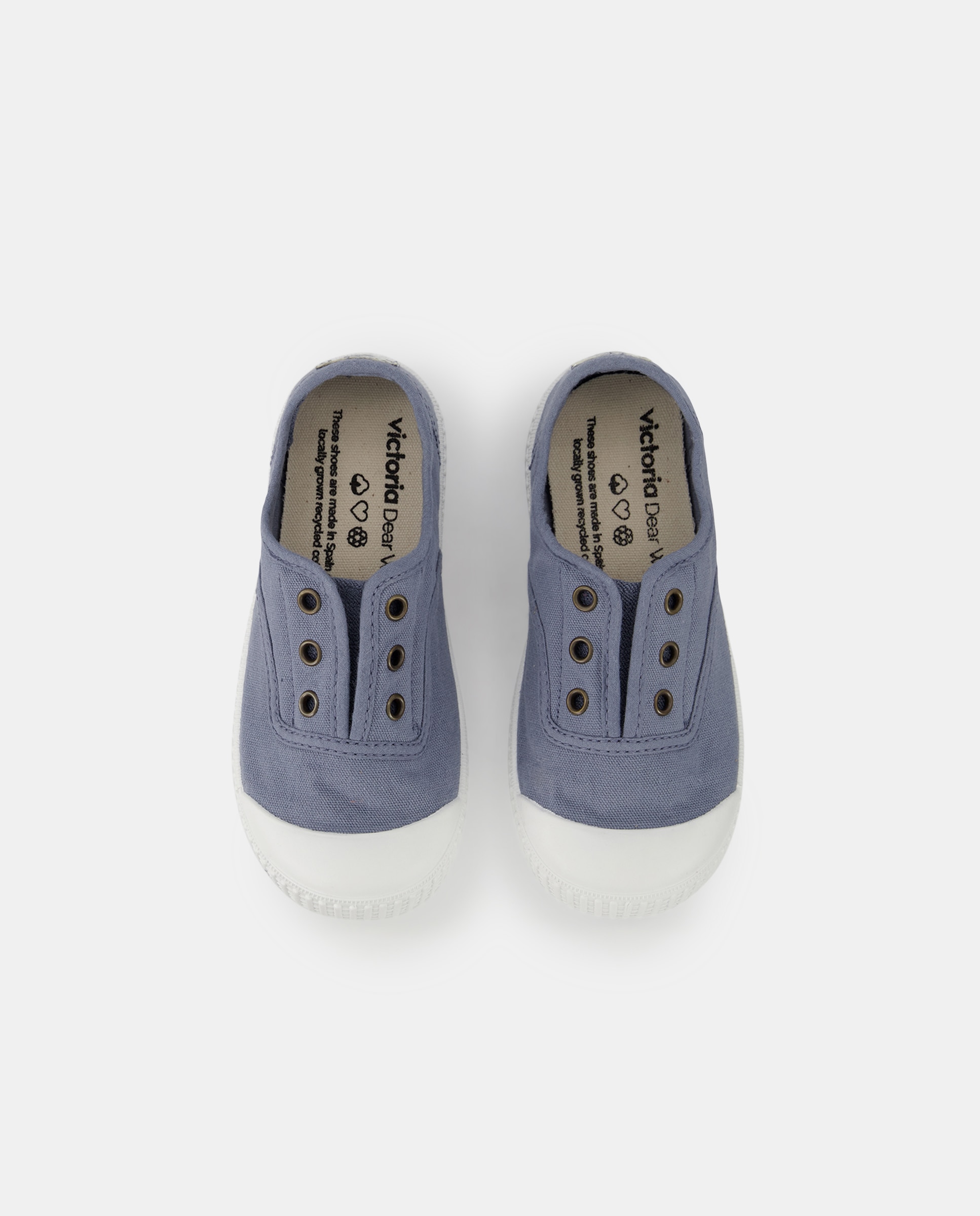 Zapatillas de bebés tipo casco bajas en lona con elástico - Victoria - Azul Azul-6
