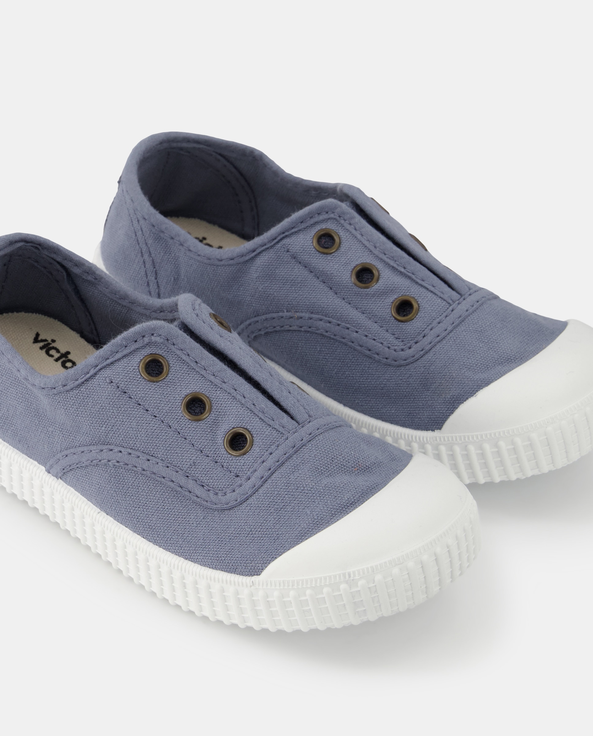 Zapatillas de bebés tipo casco bajas en lona con elástico - Victoria - Azul Azul-7
