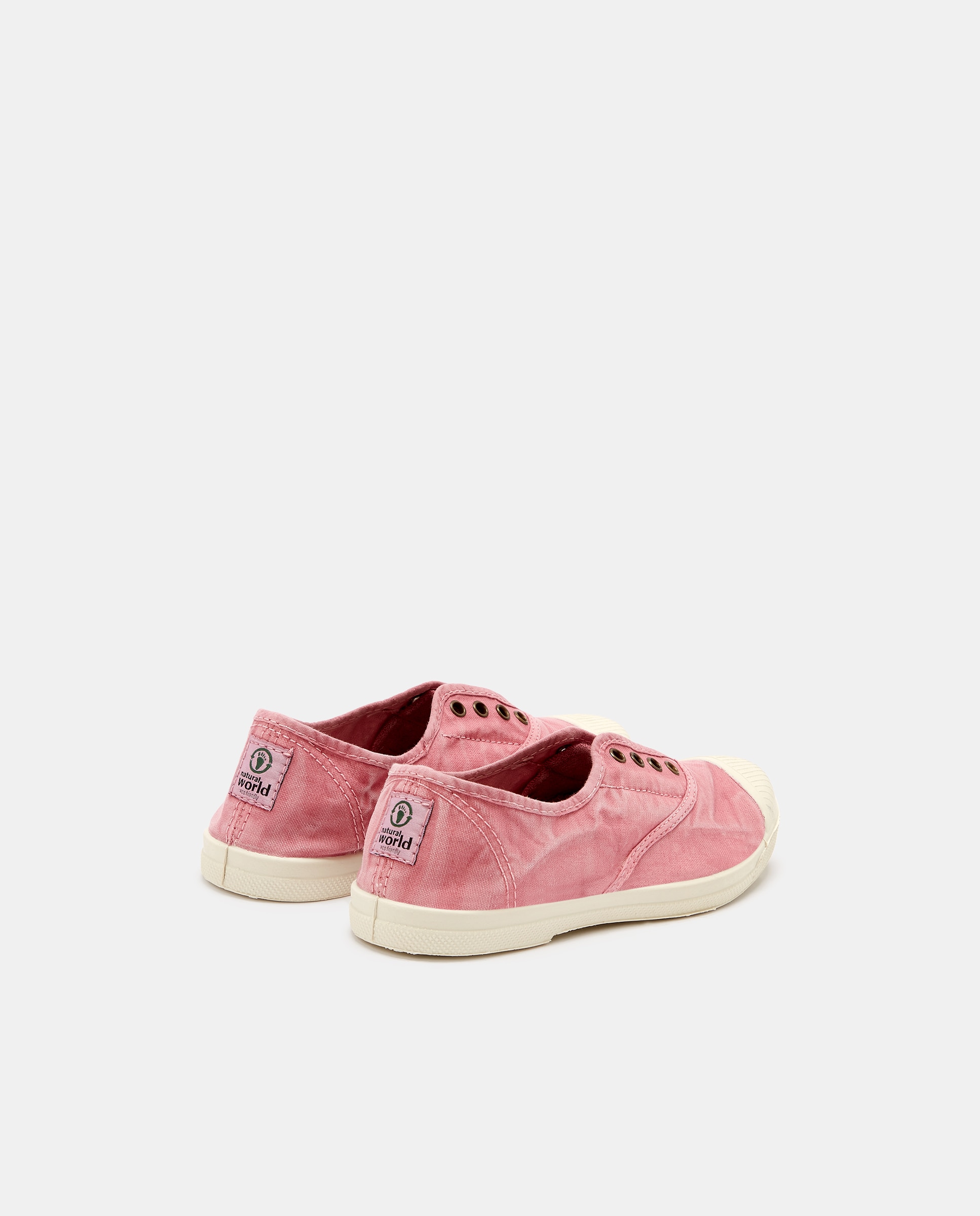 Sapatilhas de Criança com Fecho Elástico sem Atacadores em Lona - Rosa Natural World Rosa-3