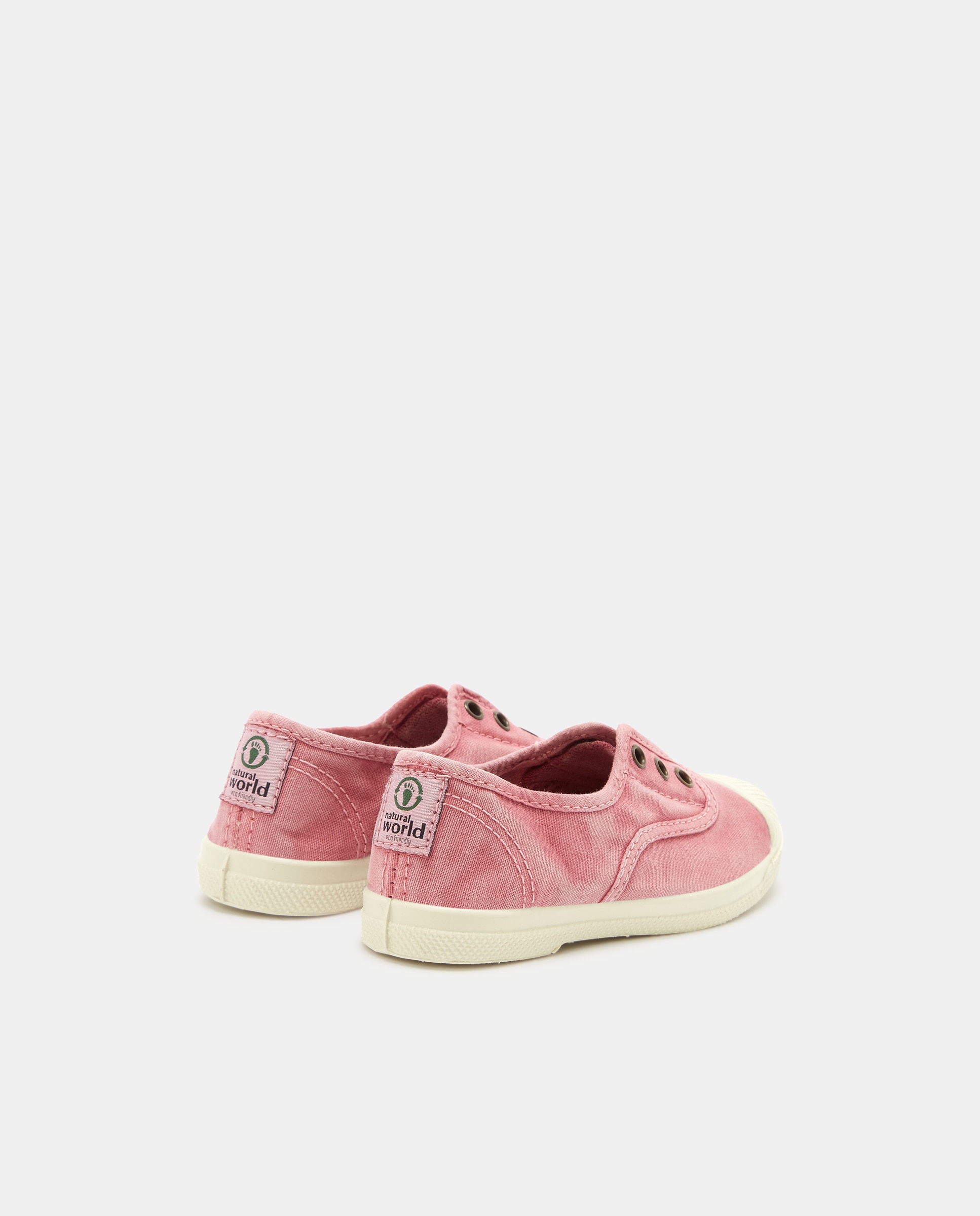 Sapatilhas de Criança com Fecho Elástico sem Atacadores em Lona - Rosa Natural World Rosa-3