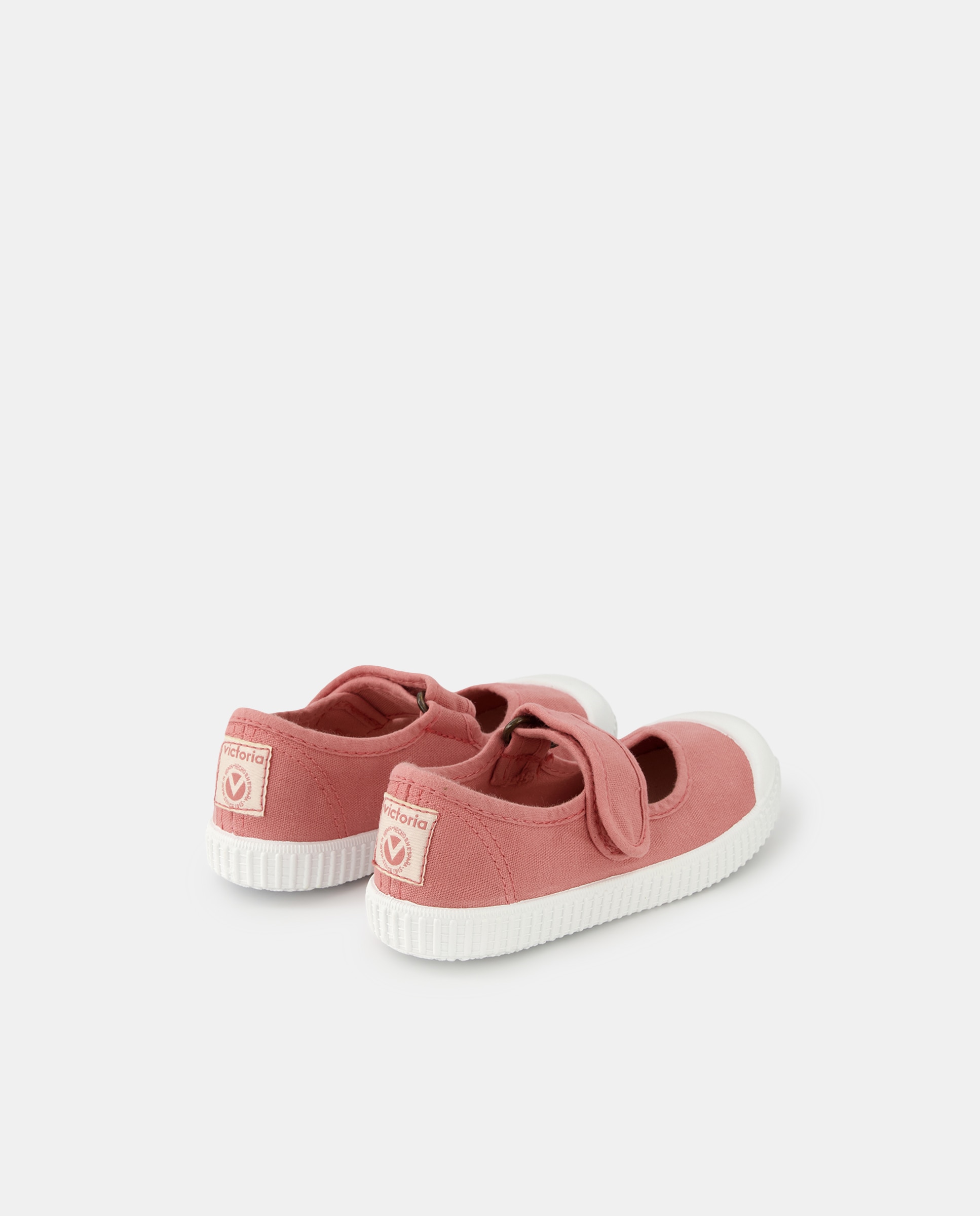 Sapatos de Presilha de Bebé com Fecho Aderente e em Lona Victoria Rosa-3