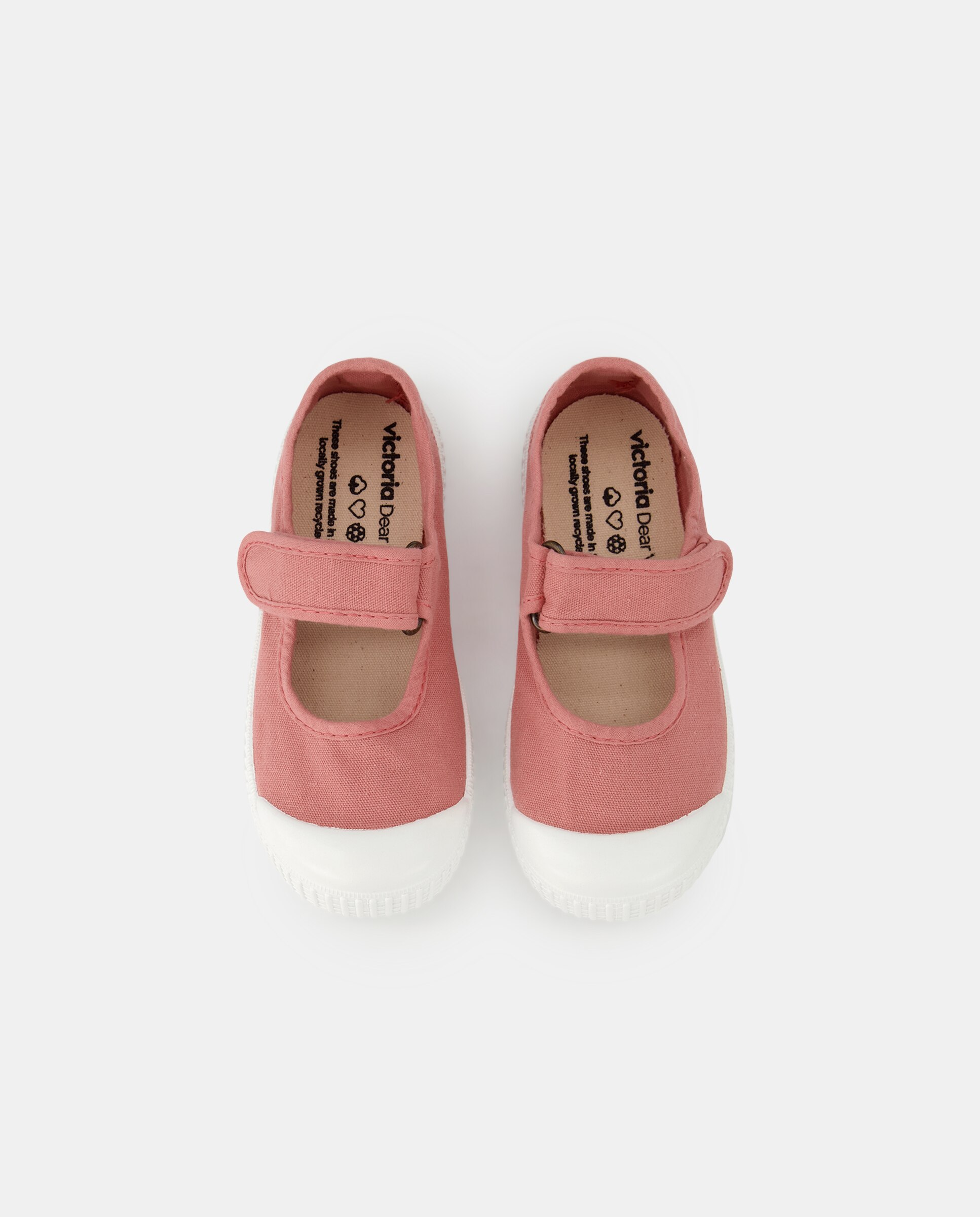Sapatos de Presilha de Bebé com Fecho Aderente e em Lona Victoria Rosa-4