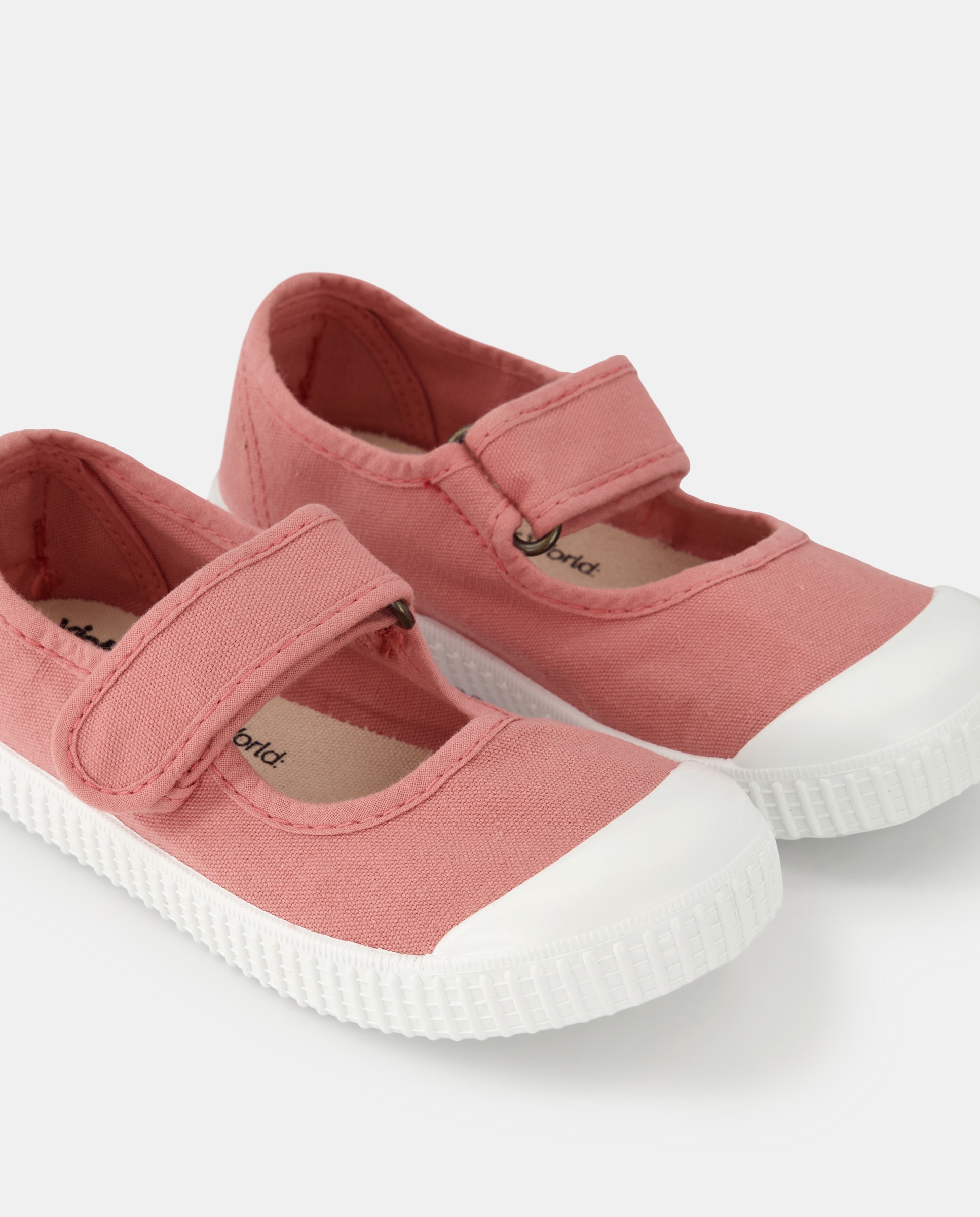 Sapatos de Presilha de Bebé com Fecho Aderente e em Lona Victoria Rosa-5